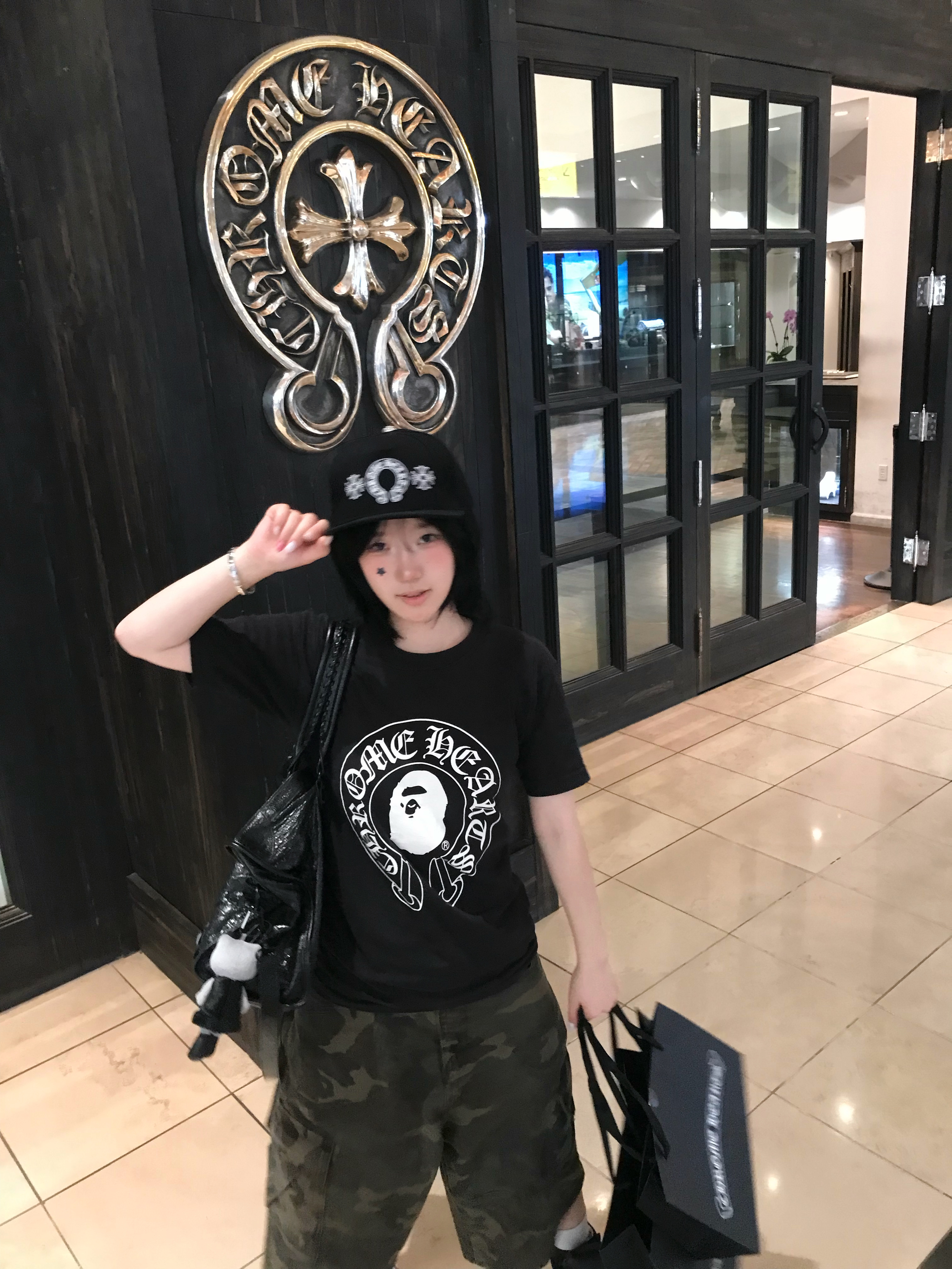 Chrome Hearts Horseshoe Denim Baseball Hat Black 착용 스타일 - 1