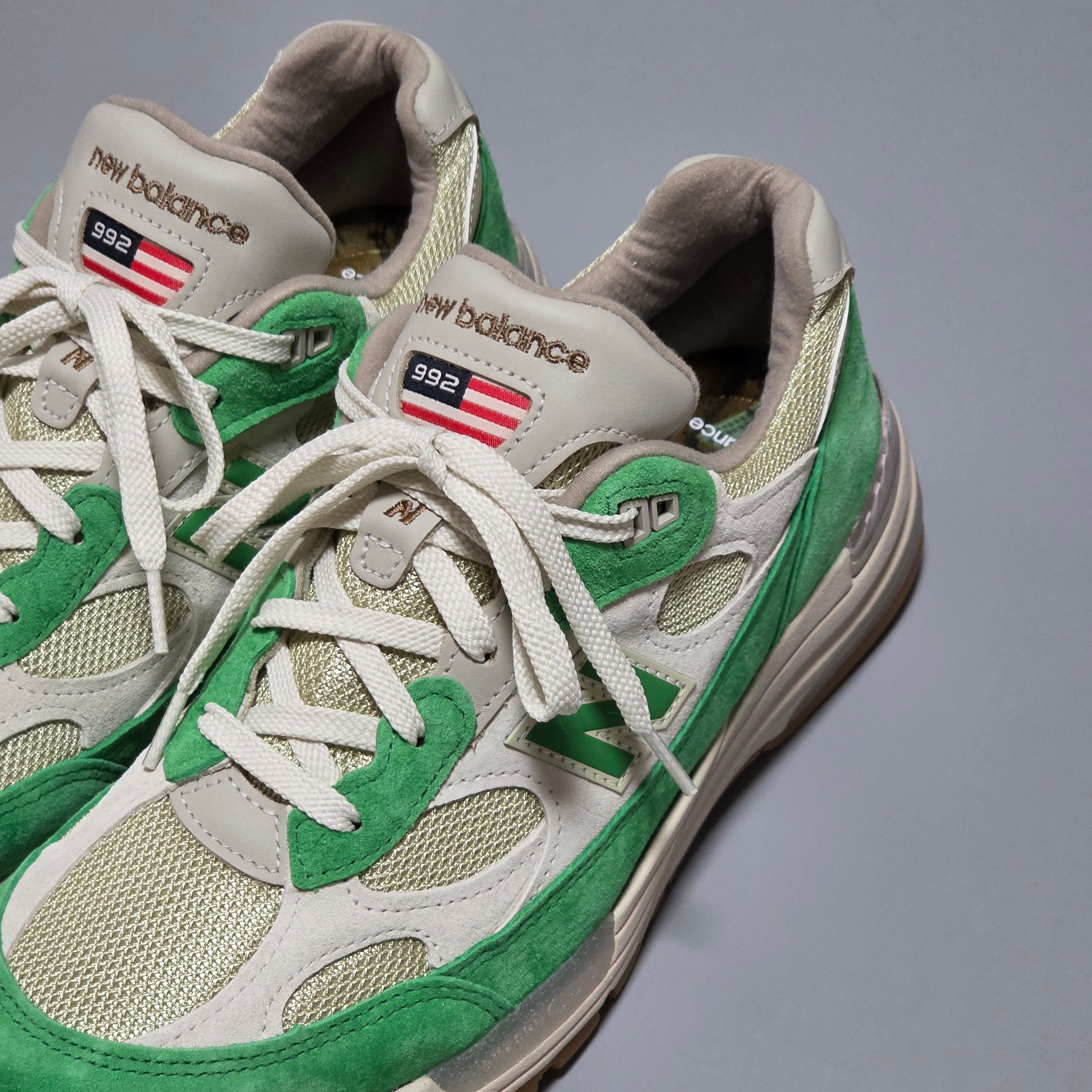 New Balance x Every Now & Then 992 Made in USA Mint Gum - D Standard 착용 스타일