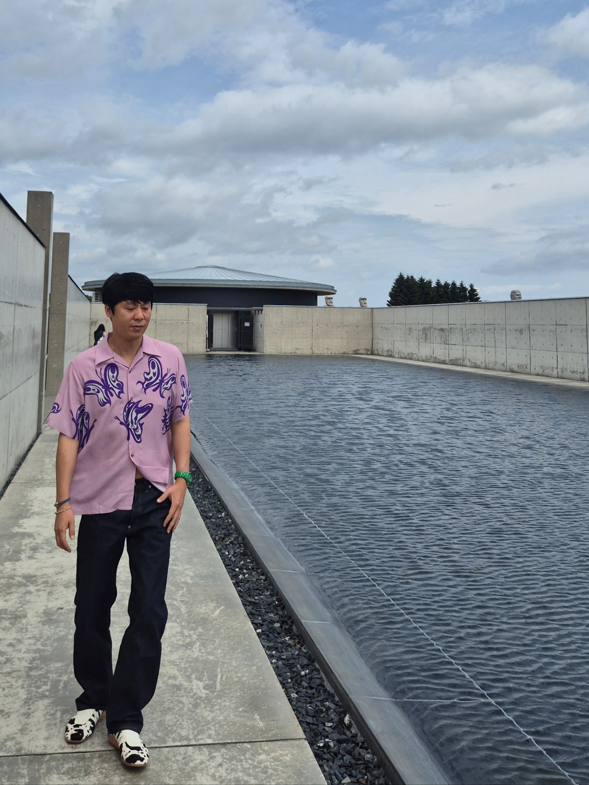 Needles x Kae Tanaka S/S One-Up Shirt KT Papillon Old Rose, Human Made Straight Denim Pants Past Indigo 착용 스타일 - 2