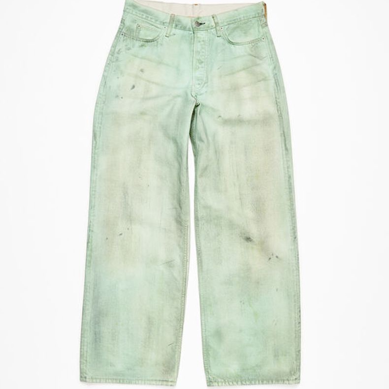 Acne Studios Baggy Fit Jeans 1981M Mint Green 착용 스타일 - 1