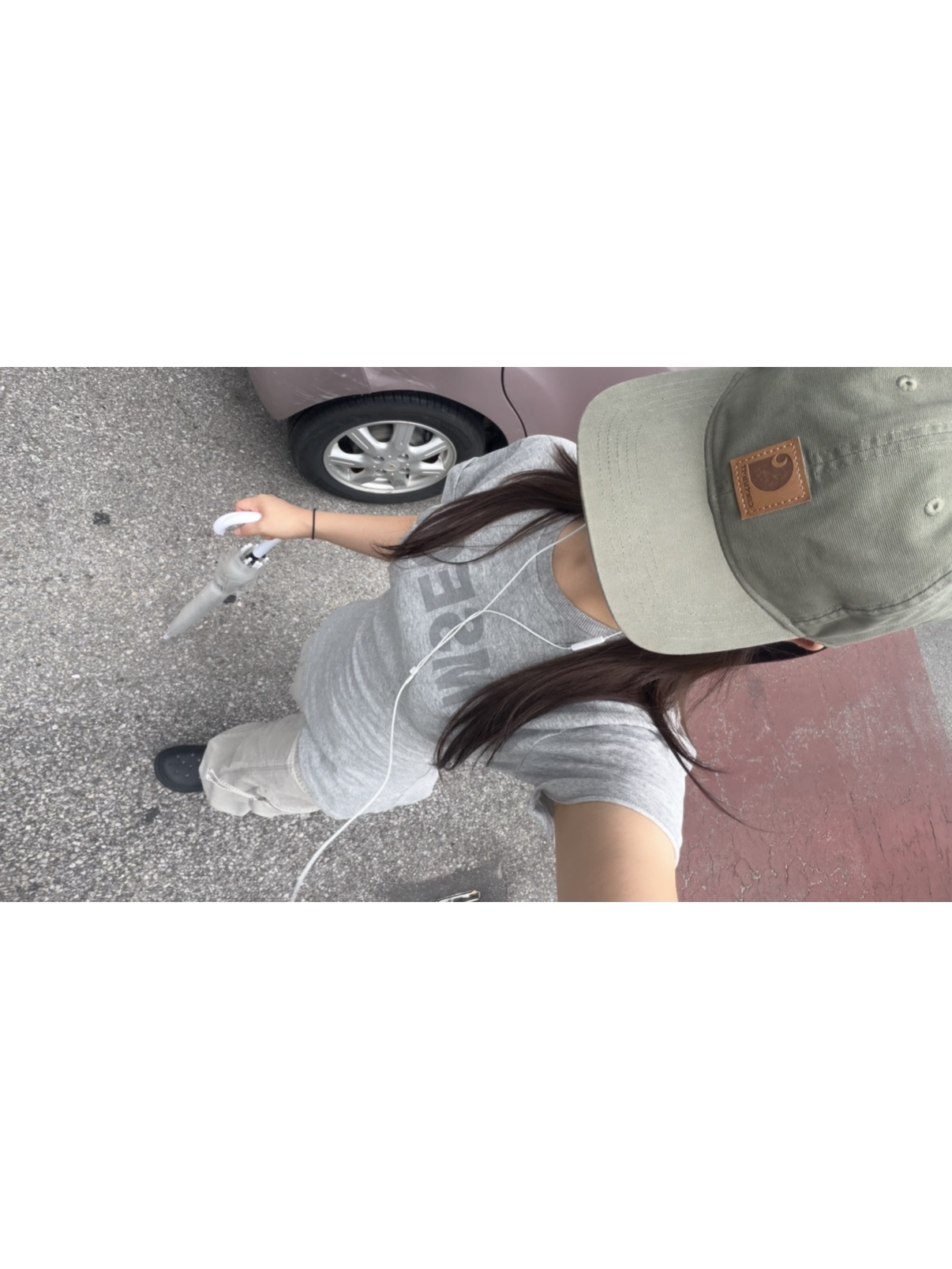 Carhartt Canvas Cap Army Green 착용 스타일 - 2
