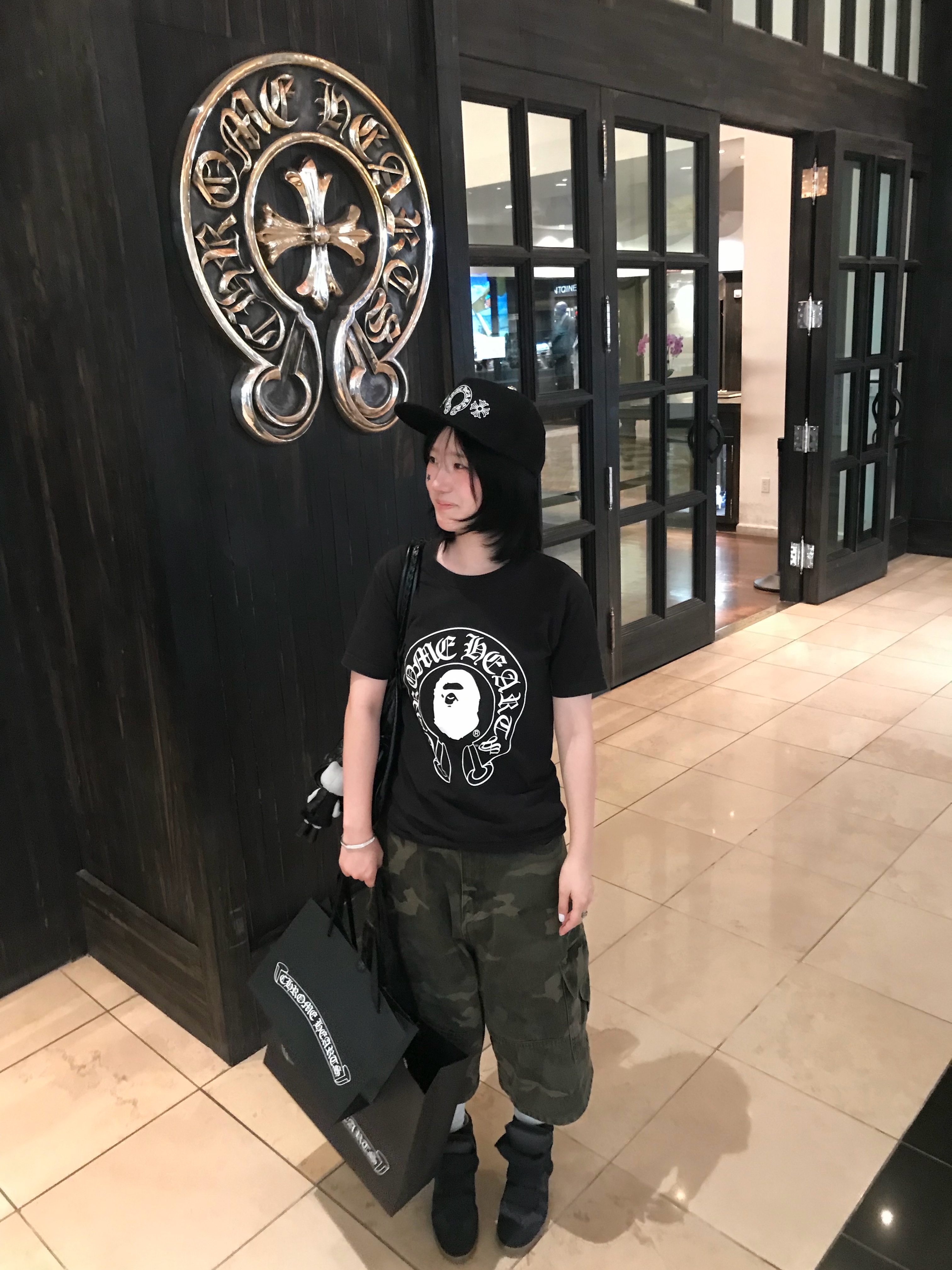 Chrome Hearts Horseshoe Denim Baseball Hat Black 착용 스타일 - 2