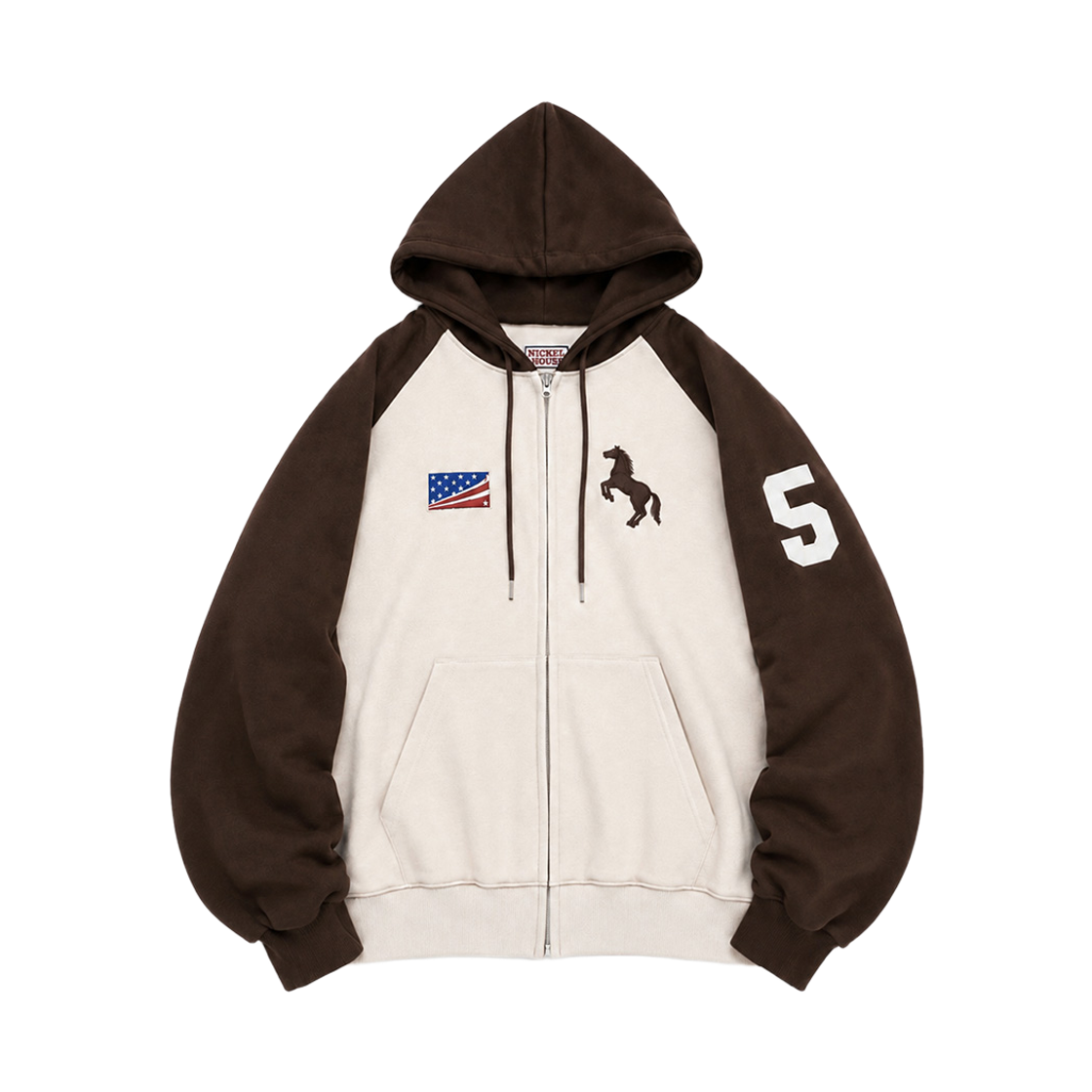 닉켈 동키 나그랑 후드집업 브라운(NICKEL DONKEY RAGLAN ZIP_UP BROWN)