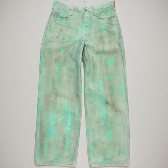 Acne Studios Baggy Fit Jeans 1981M Mint Green 착용 스타일 - 2