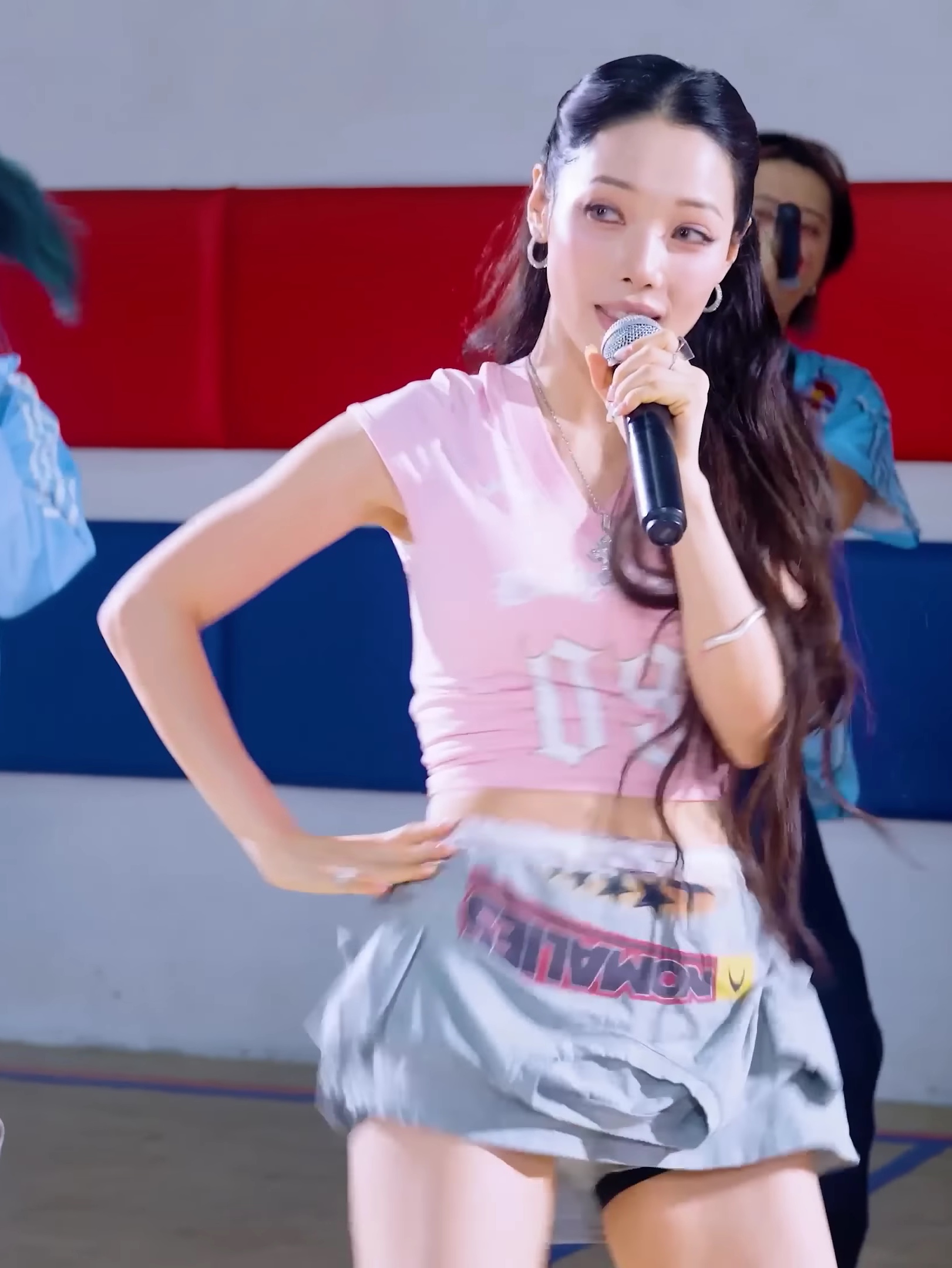 Gateless Babydoll Mini T-shirt-Pink 착용 스타일 - 3