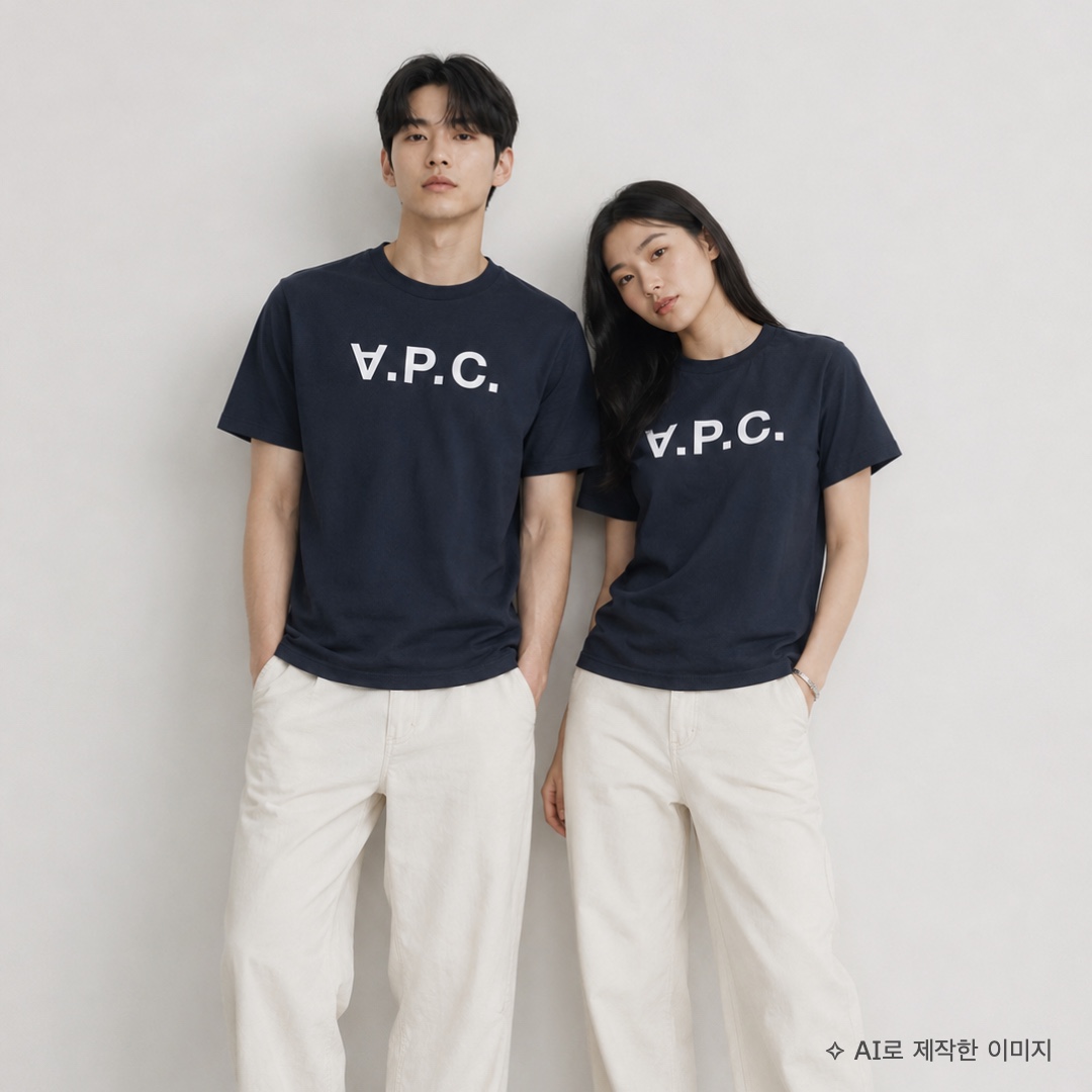 [25% 쿠폰] A.P.C. Standard Grand VPC T-Shirt Blue, A.P.C. Standard Grand VPC T-Shirt Blue 착용 스타일