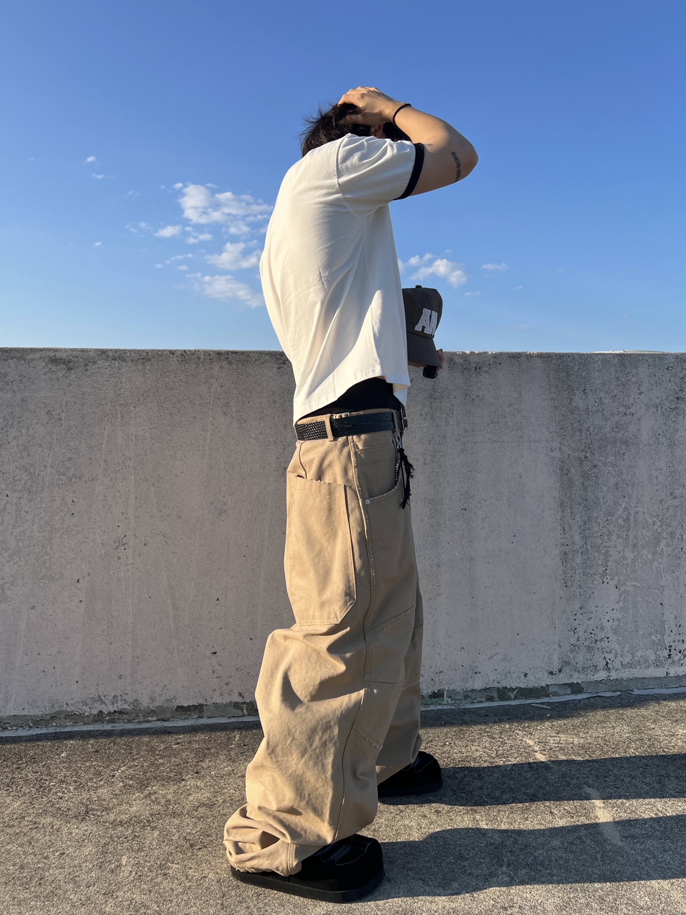 Epr. Layer Double Strap Belt, MJD Canvas 3D Knee Pants Beige 착용 스타일 - 7