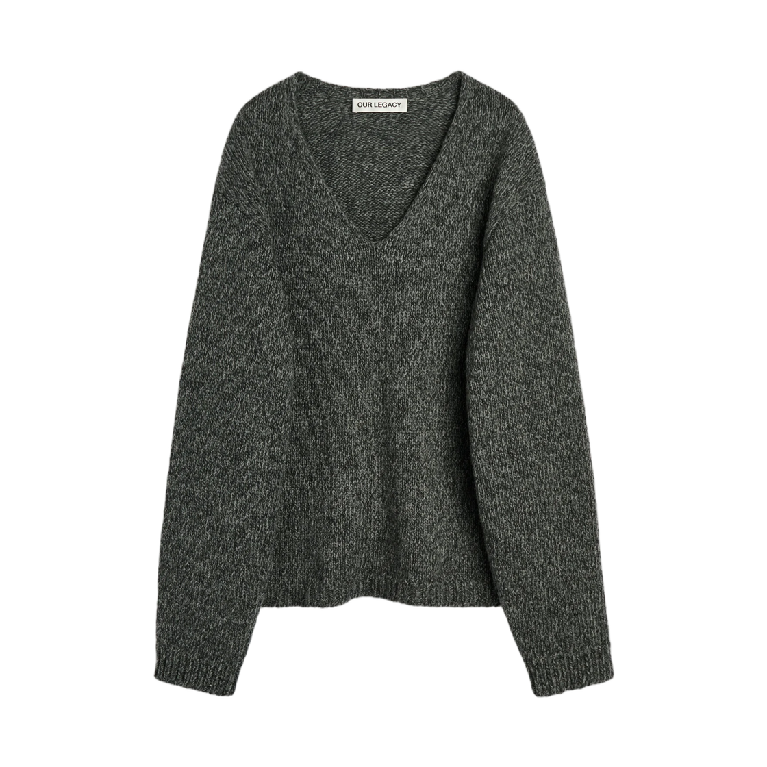 M4263LA Our Legacy Link V-Neck Slub Twisted Ash Grey Wool