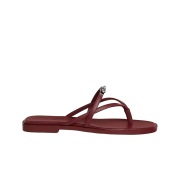 (W) Hermes Miss Sandal Calfskin & Palladium Rouge H