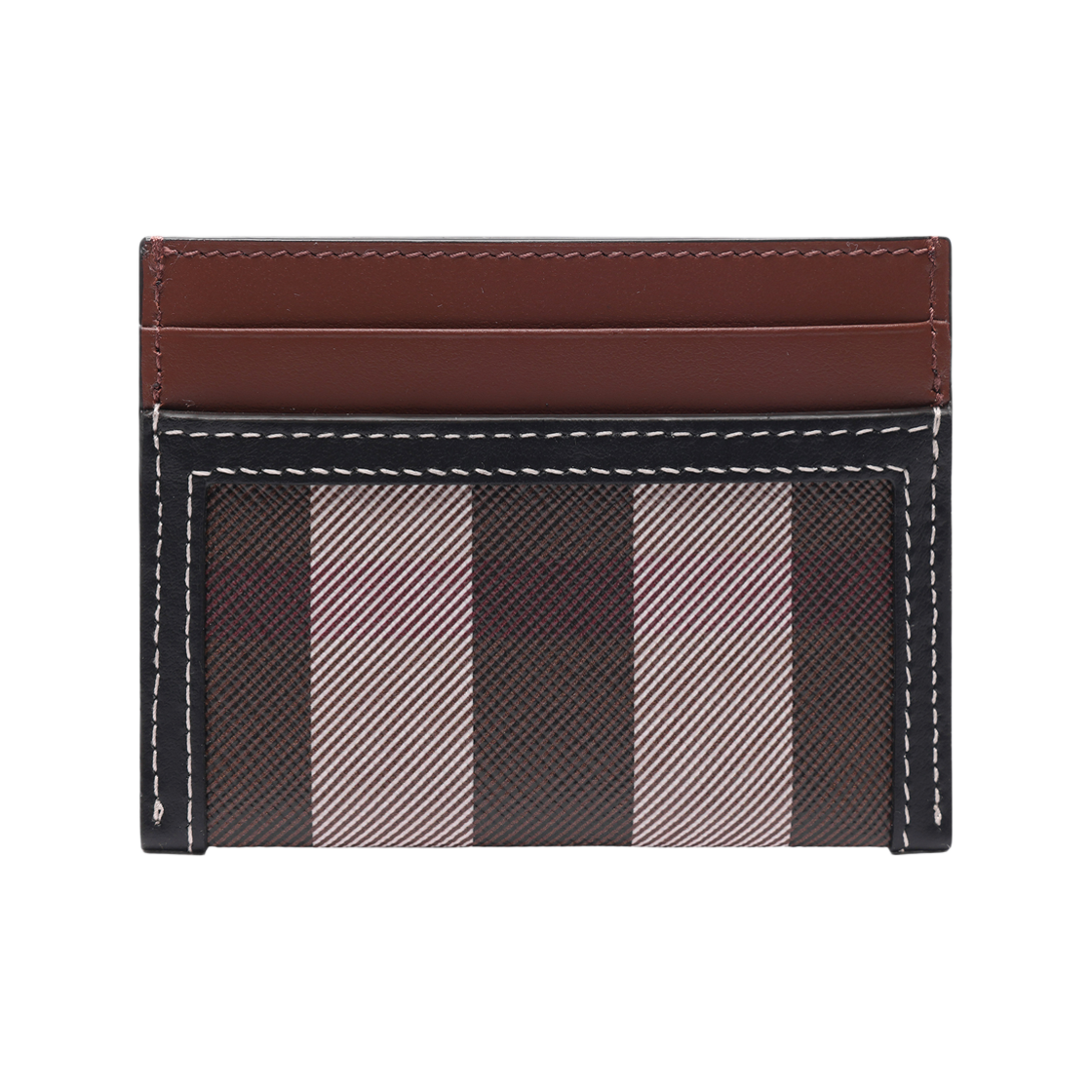 8062301 DARK BIRCH BROW [25% 쿠폰] Burberry Check and Two-Tone Leather Card Case Dark Birch Brown