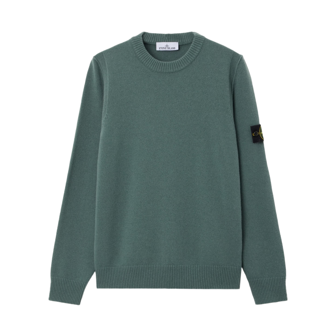 L2S1551000-72S00A3-V005T Stone Island 5100072 Lambswool Regular Fit Crewneck Jumper with Ribbed Trims Ocean Green - 26FW