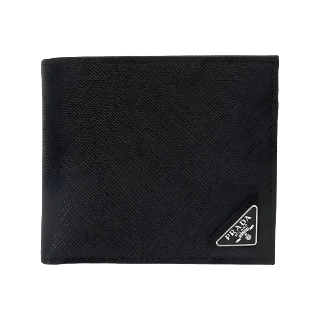 2MO738-2FMQ-F0002 Prada Saffiano Triangle Leather Wallet Black