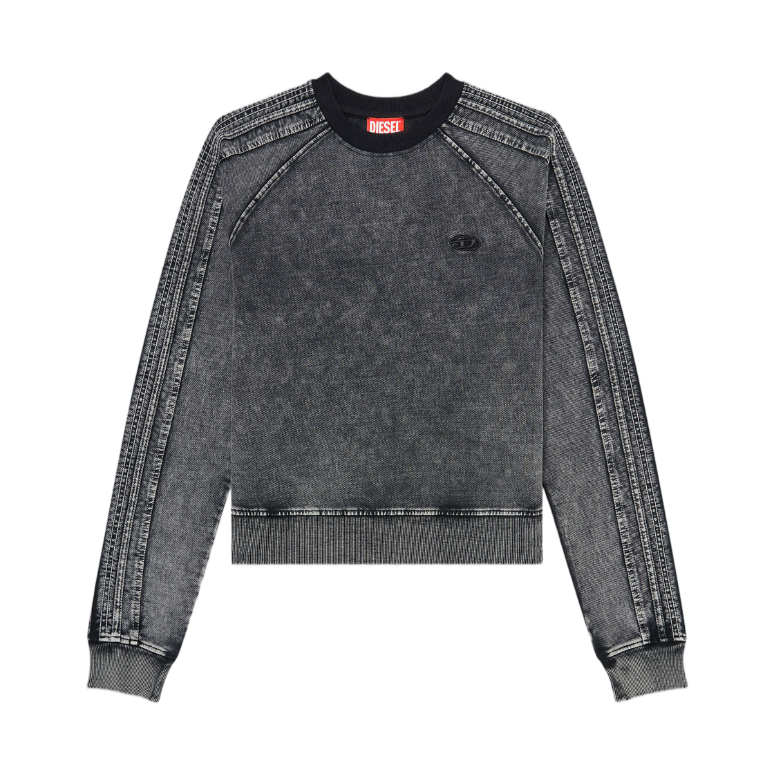 A211860DCCJ-02A (W) Diesel Sweatshirt with Bands and Oval D Embroidery Dark Grey