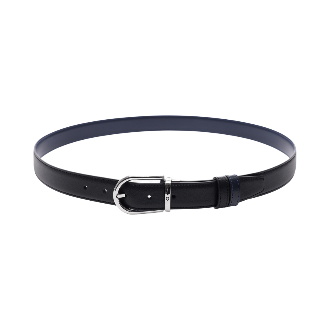 128756 25F [25% 쿠폰] Montblanc Horseshoe Buckle 30mm Reversible Leather Belt Black Blue