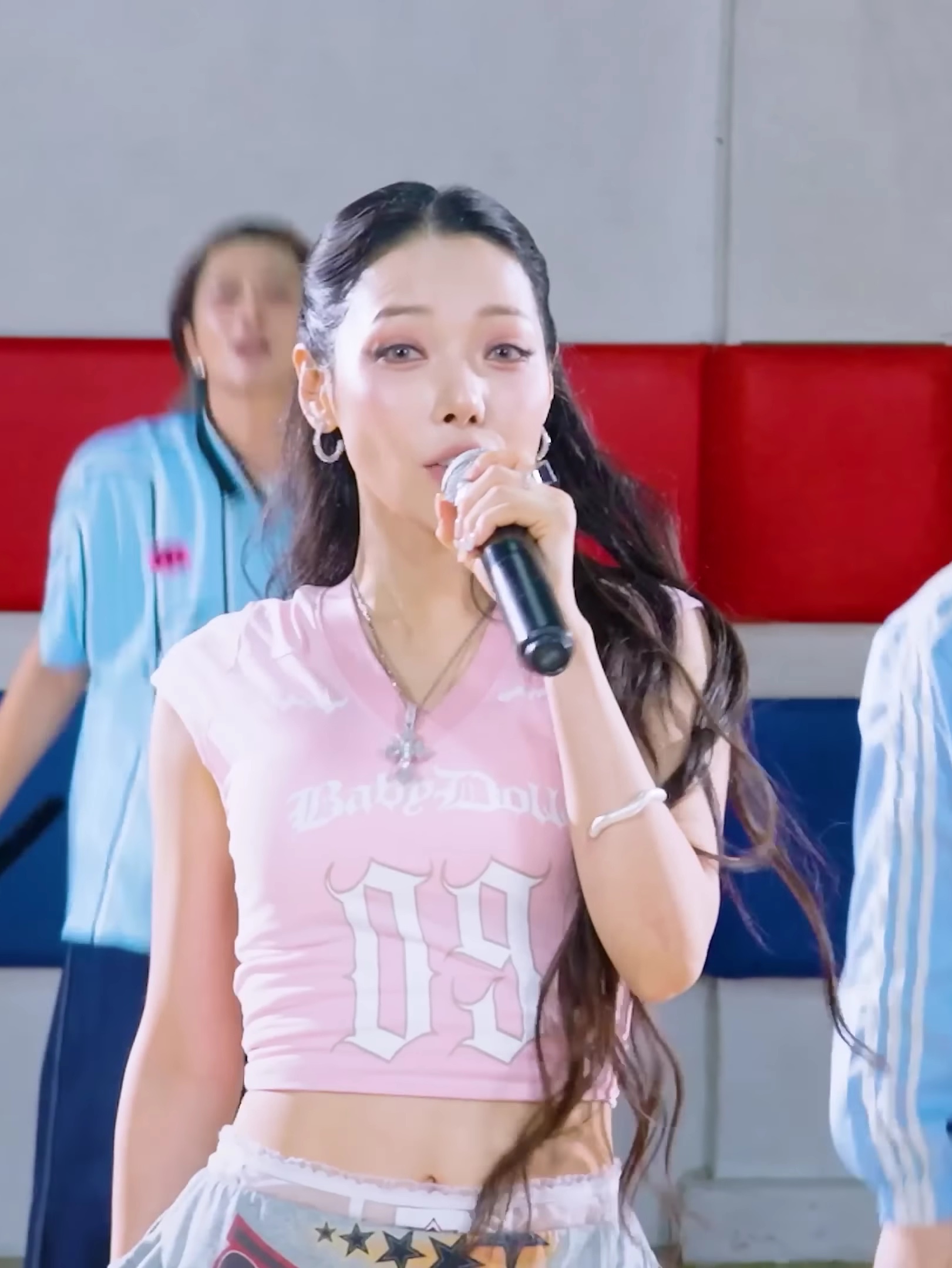 Gateless Babydoll Mini T-shirt-Pink 착용 스타일 - 5