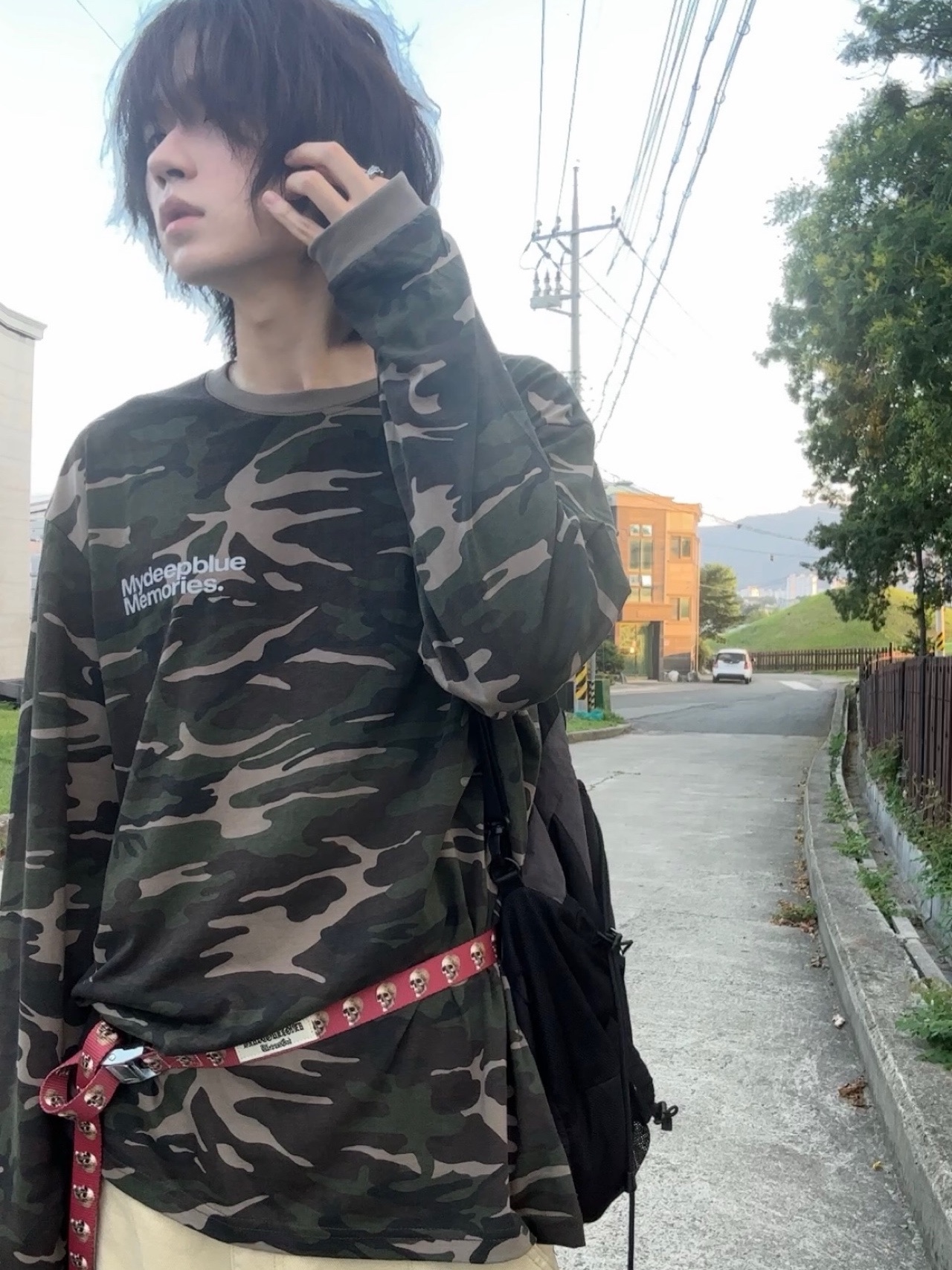 MydeepblueMemories Mm Symbol Logo Camo Long Sleeve #3 Khaki, NOMANUAL C.B String Bag Charcoal 착용 스타일 - 1
