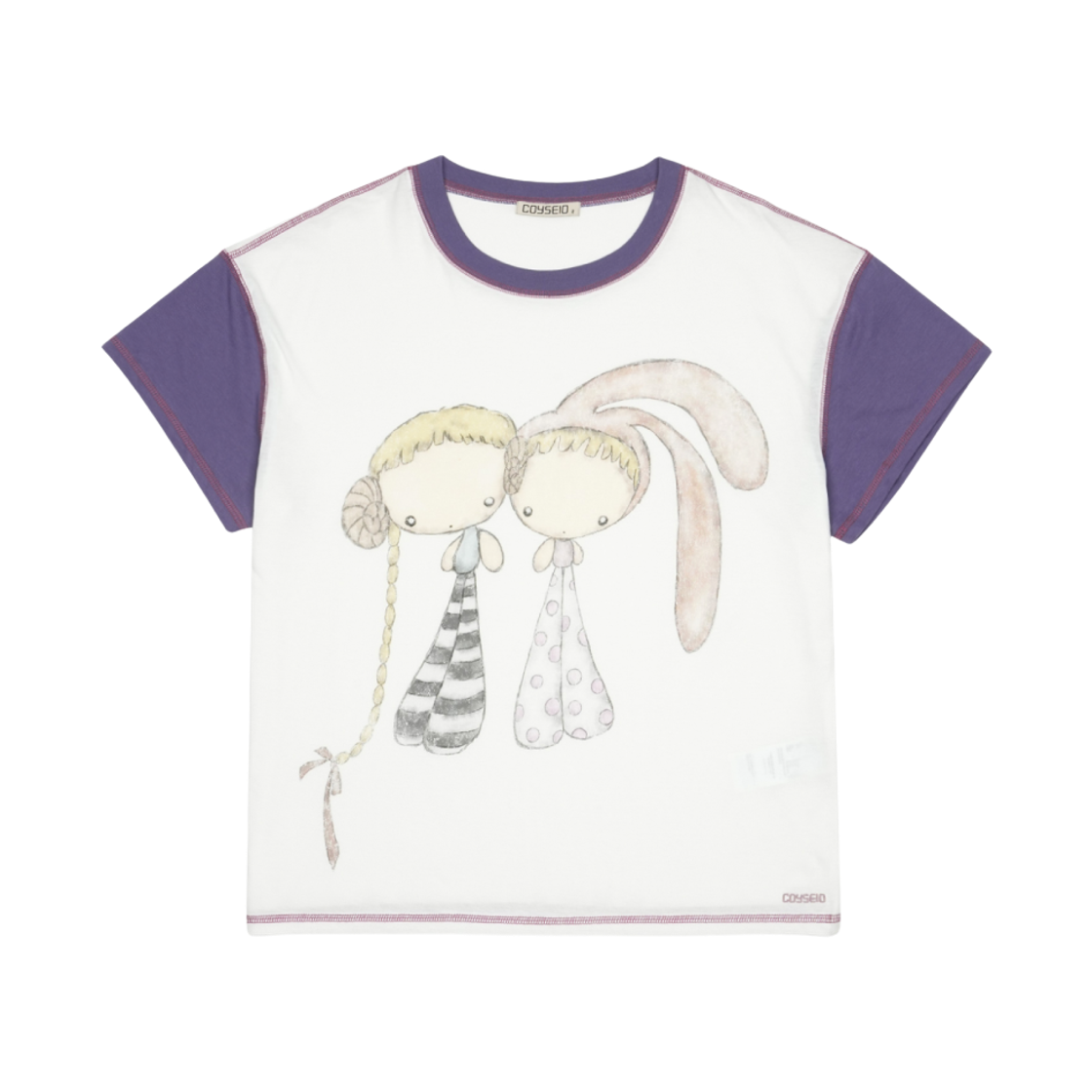 코이세이오 컬러 블록 그래픽 티셔츠 화이트(COYSEIO Color Block Graphic T-Shirt White) - 1