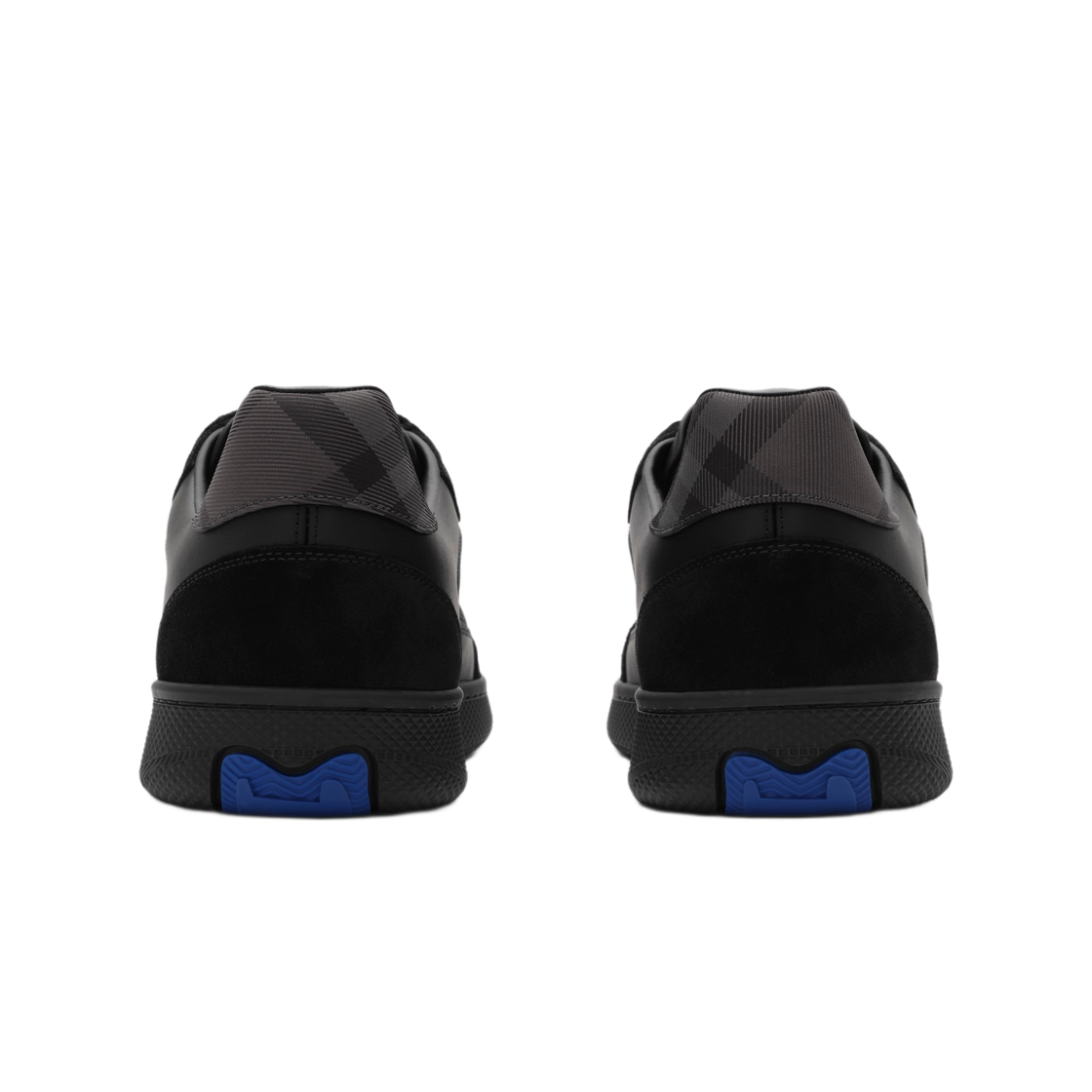 버버리 레더 스웨이드 체크 테라스 스니커즈 블랙 리드 그레이(Burberry Leather Suede Check Terrace Sneakers Black Lead Grey) - 3