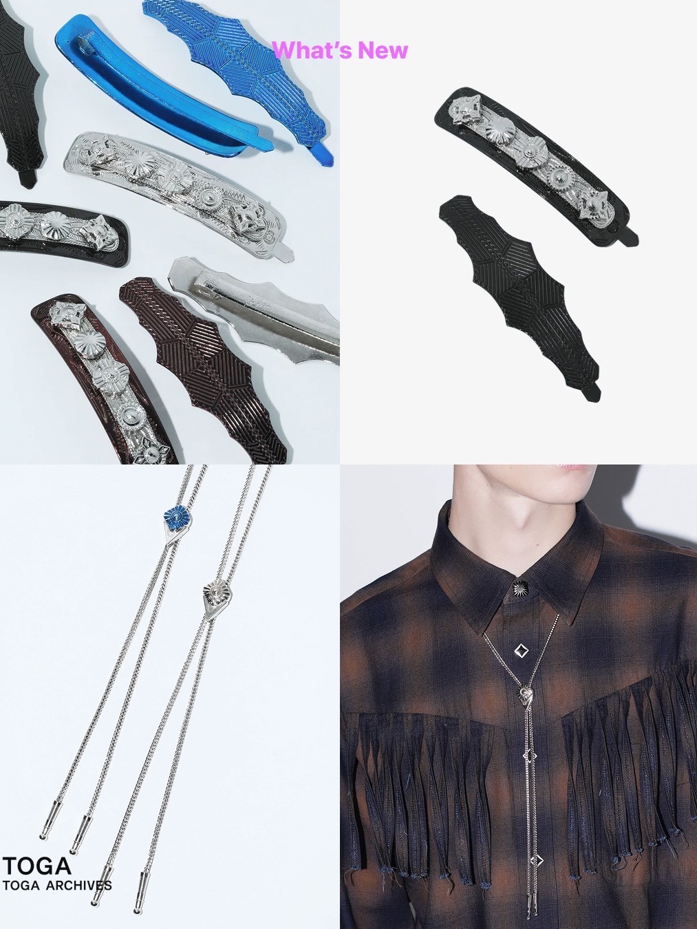 Toga Too Metal Concho Loop Tie Silver - 26FW, Toga Too Women Metal Hair Pin Set Black - 26FW 착용 스타일 - 2