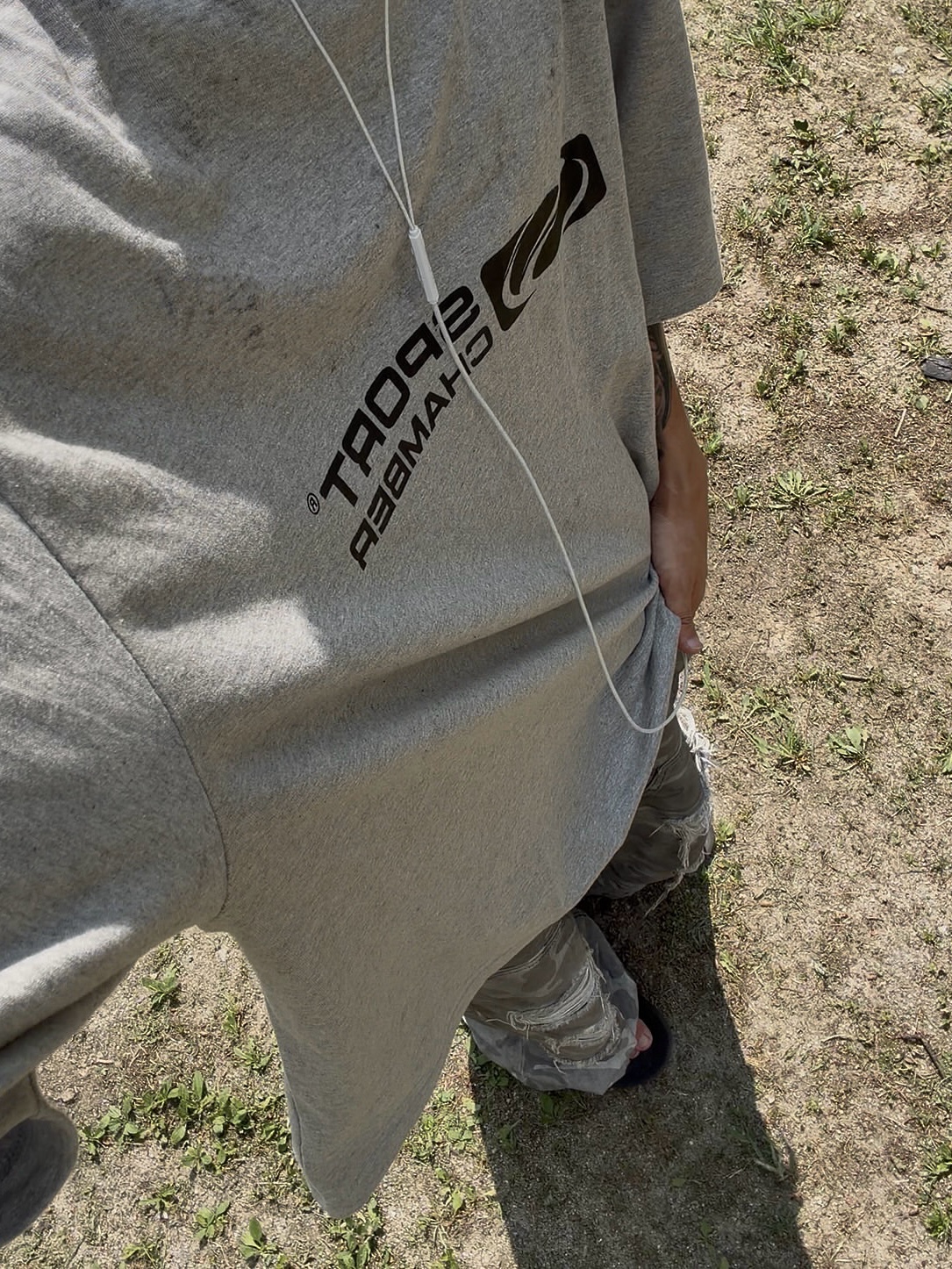 SPORT CHAMBER Flash T-Shirt Gray 착용 스타일 - 4