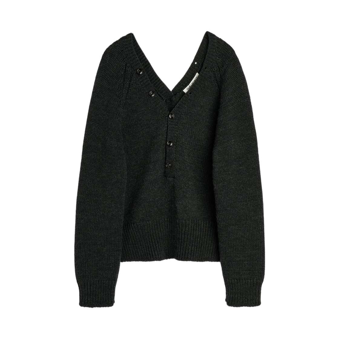 W4263CC (W) Our Legacy Country Henley Charcoal Dry Merino Wool