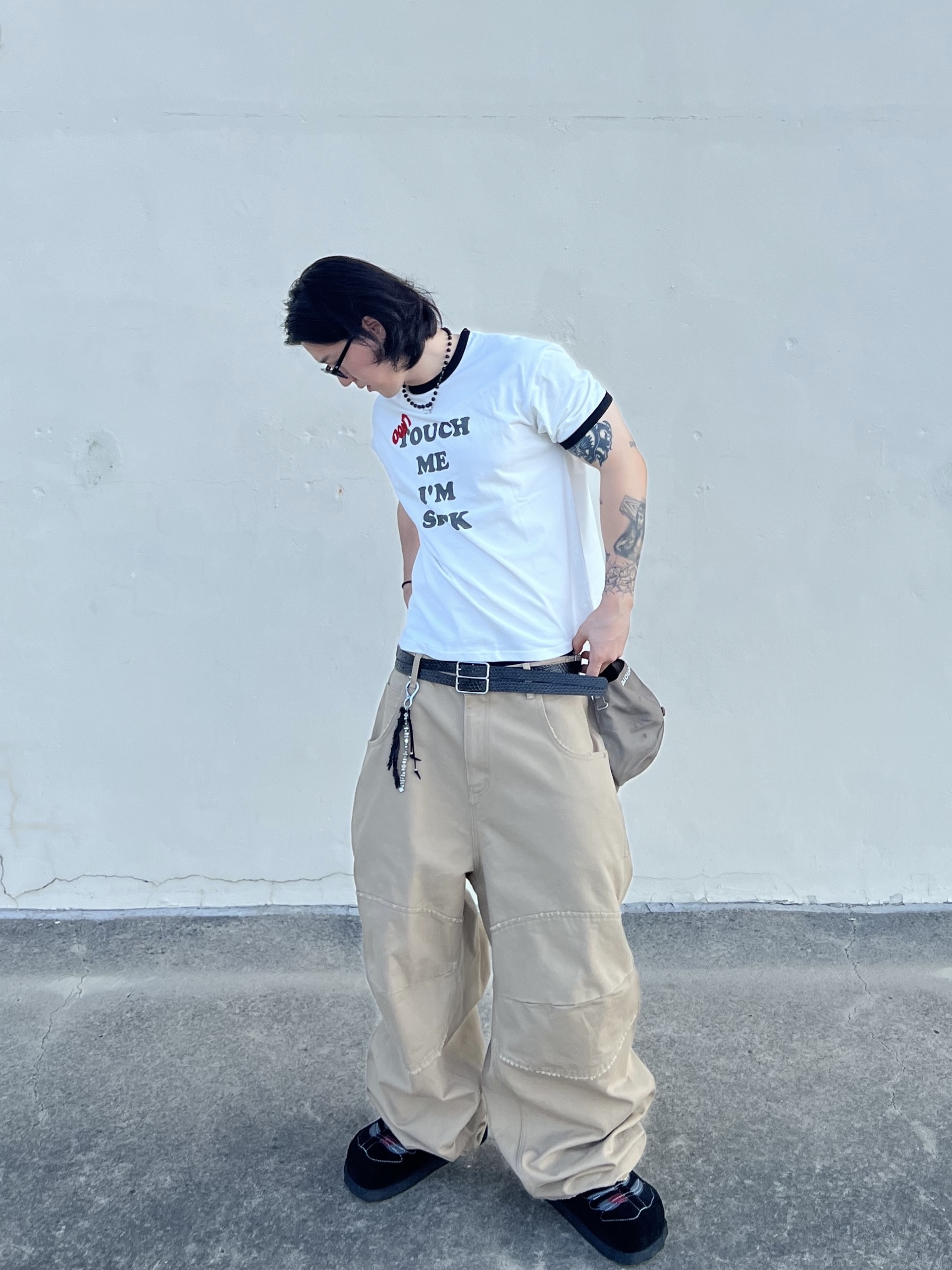 Epr. Layer Double Strap Belt, MJD Canvas 3D Knee Pants Beige 착용 스타일 - 5