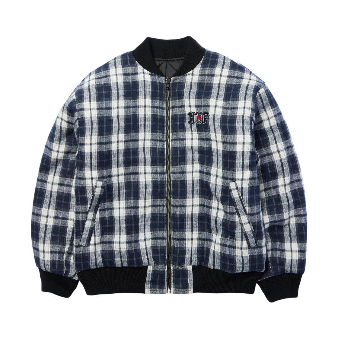 허프 x 스핏파이어 리버시블 플레이드 자켓 네이비 블랙(HUF x Spitfire Reversible Plaid Jacket Navy Black) - 1