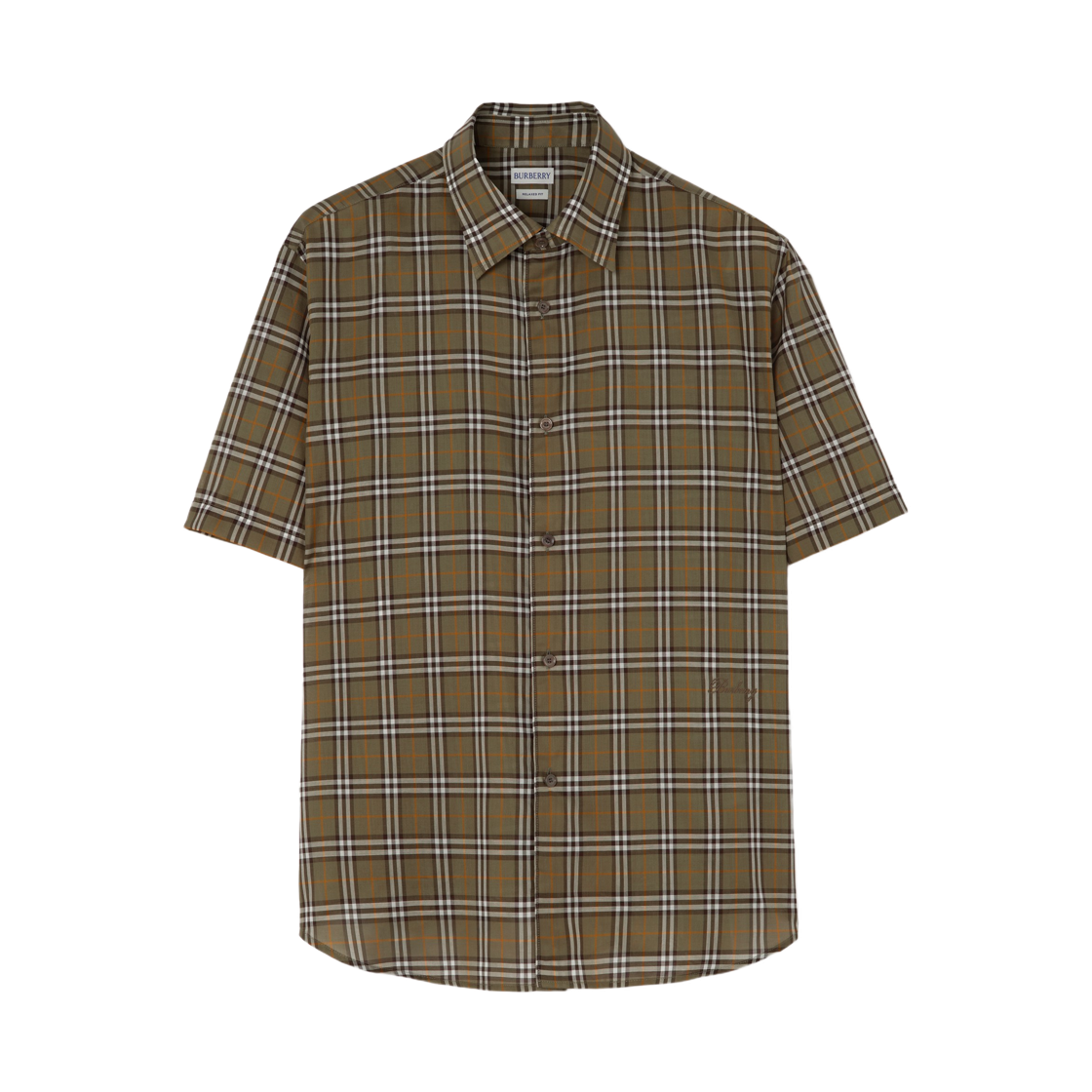 8130244 Burberry Relaxed Fit Check Cotton Shirt Finch Brown