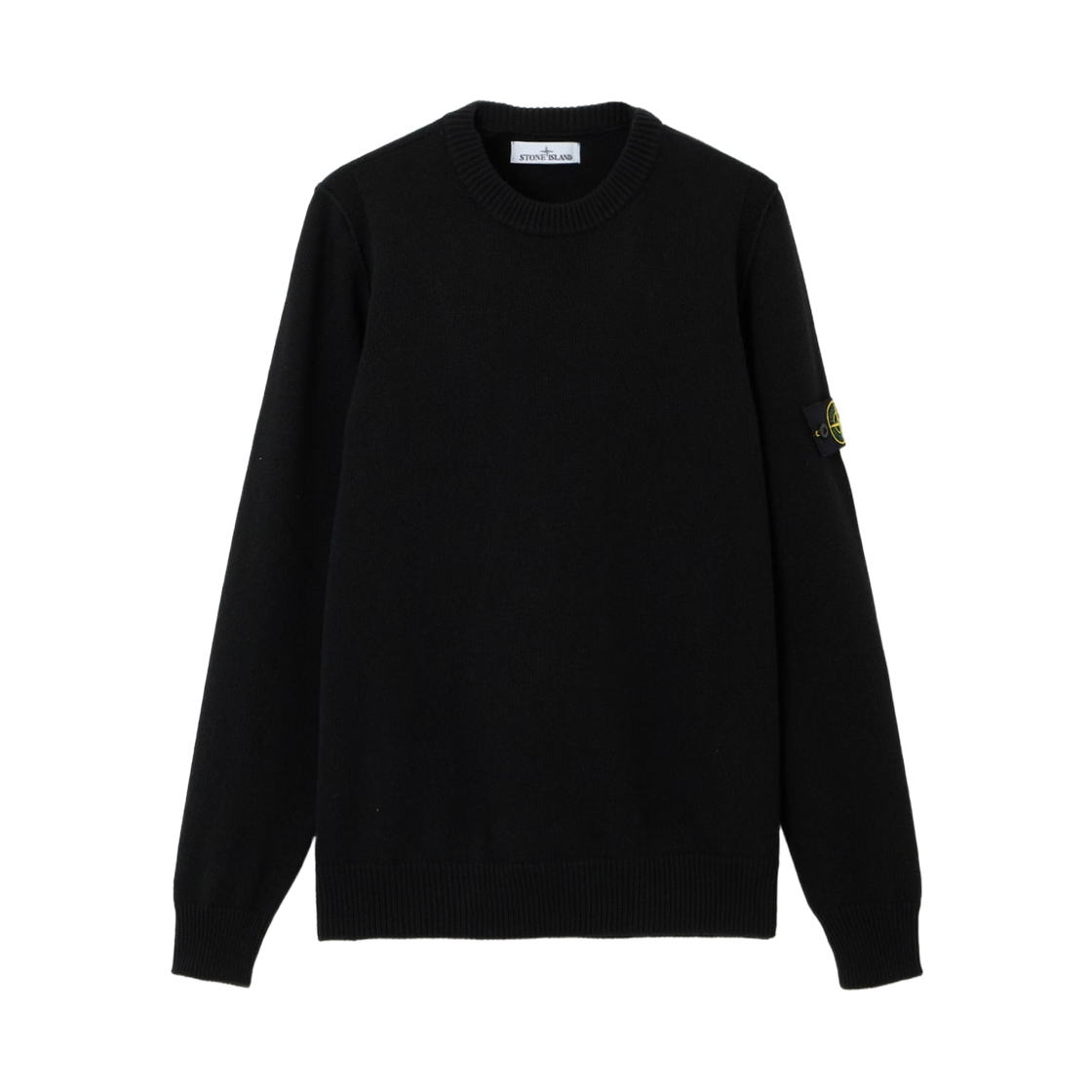 L2S1551000-72S00A3-V0029 Stone Island 5100072 Lambswool Regular Fit Crewneck Jumper with Ribbed Trims Black - 26FW
