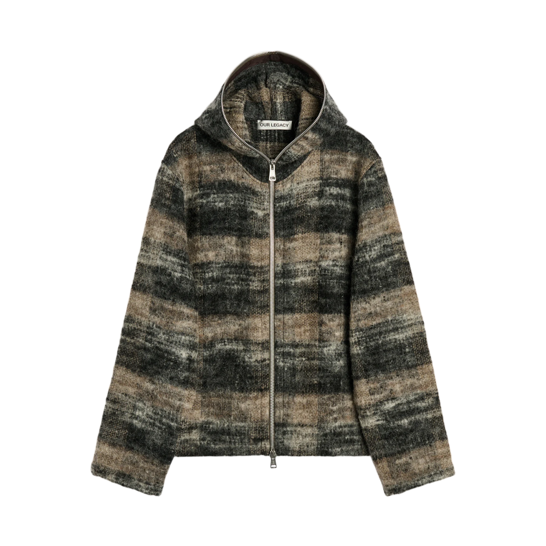 M4266FN Our Legacy Full Zip Hood Night Woods Check Lofty Wool