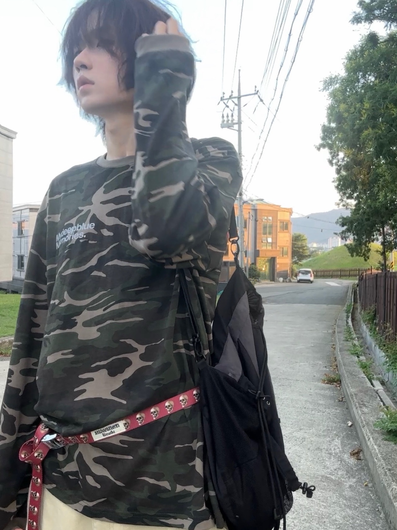 MydeepblueMemories Mm Symbol Logo Camo Long Sleeve #3 Khaki, NOMANUAL C.B String Bag Charcoal 착용 스타일 - 2