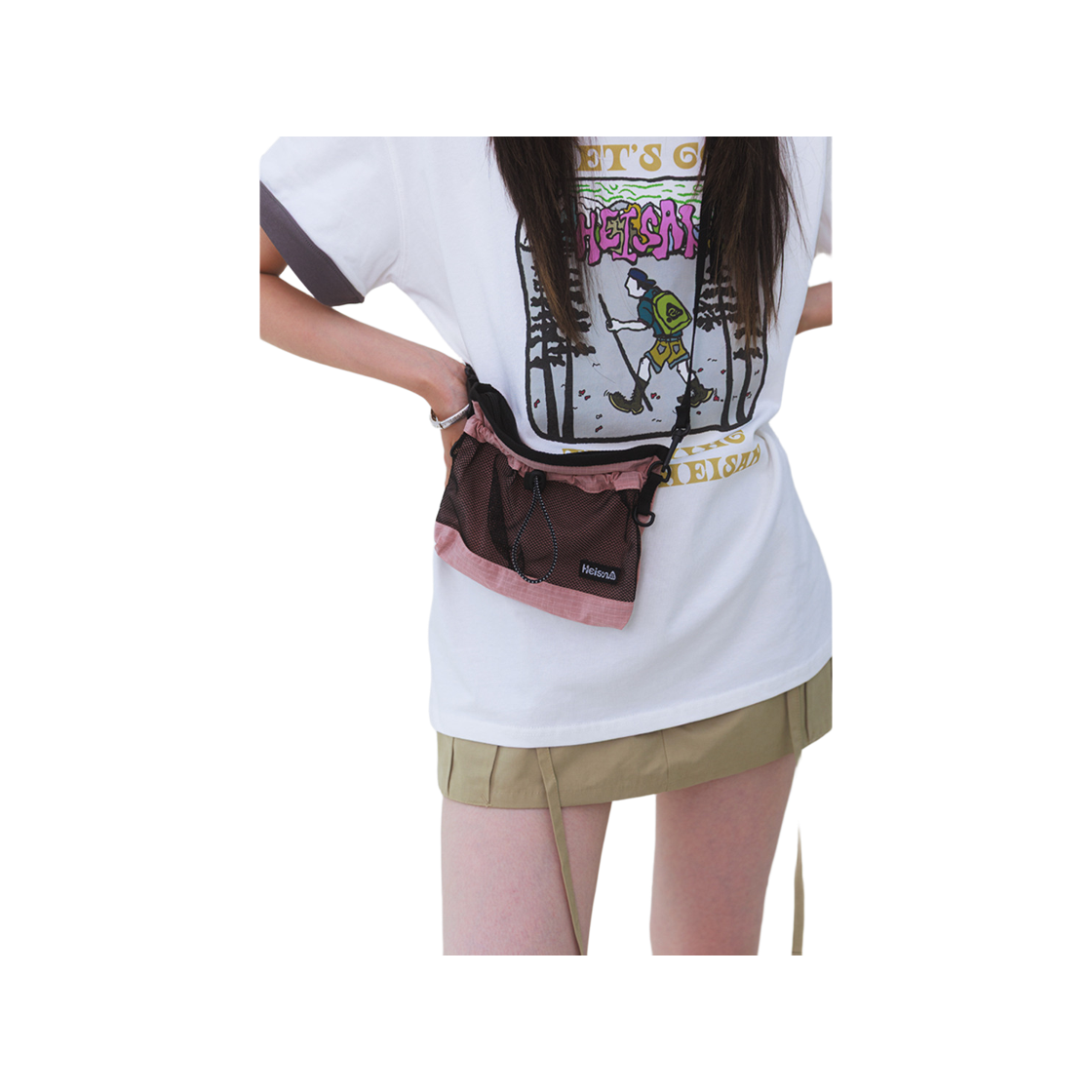 메쉬 포켓 사코슈 나일론 더스트핑크(Heisan Mesh Pocket Sacoche Nylon - Dusty Pink) - 6