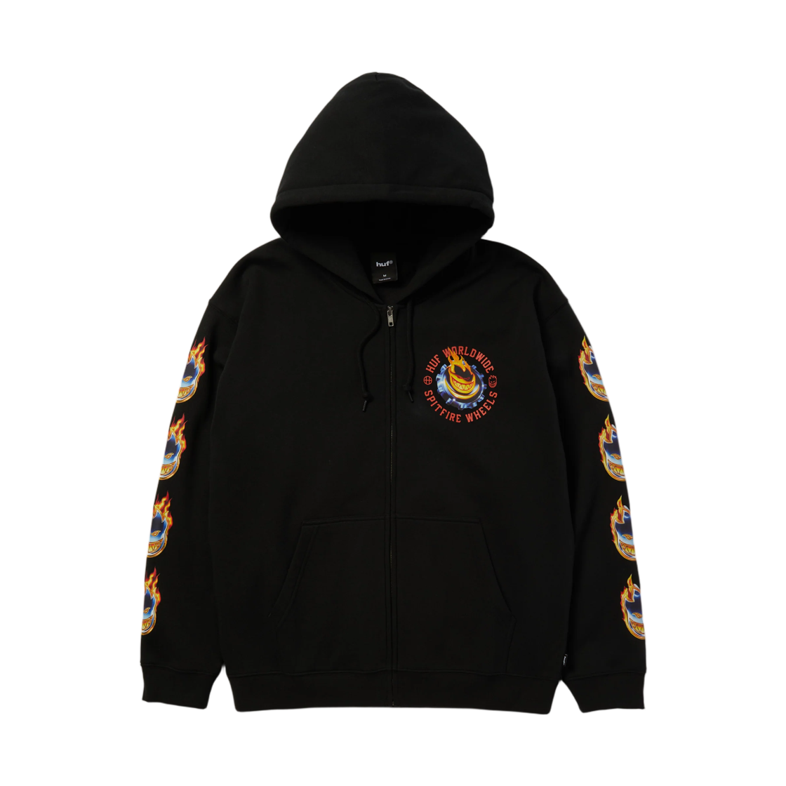 허프 x 스핏파이어 크롬 헤드 풀집 후드 블랙(HUF x Spitfire Chrome Head Full-Zip Hoodie Black)