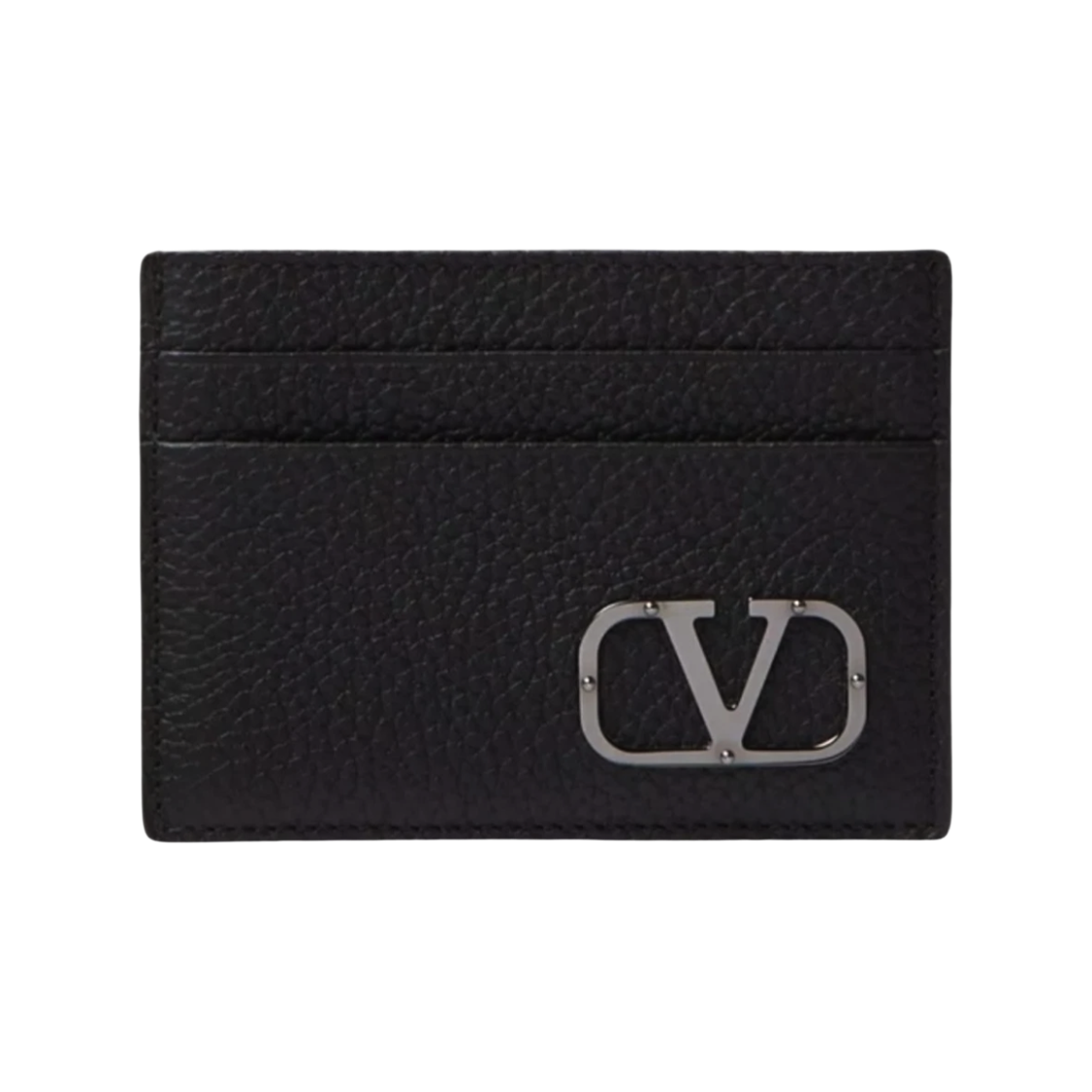 3Y2P0U45 YGP 0NO 23F [25% 쿠폰] Valentino Vlogo Type Card Holder in Grainy Calfskin Black