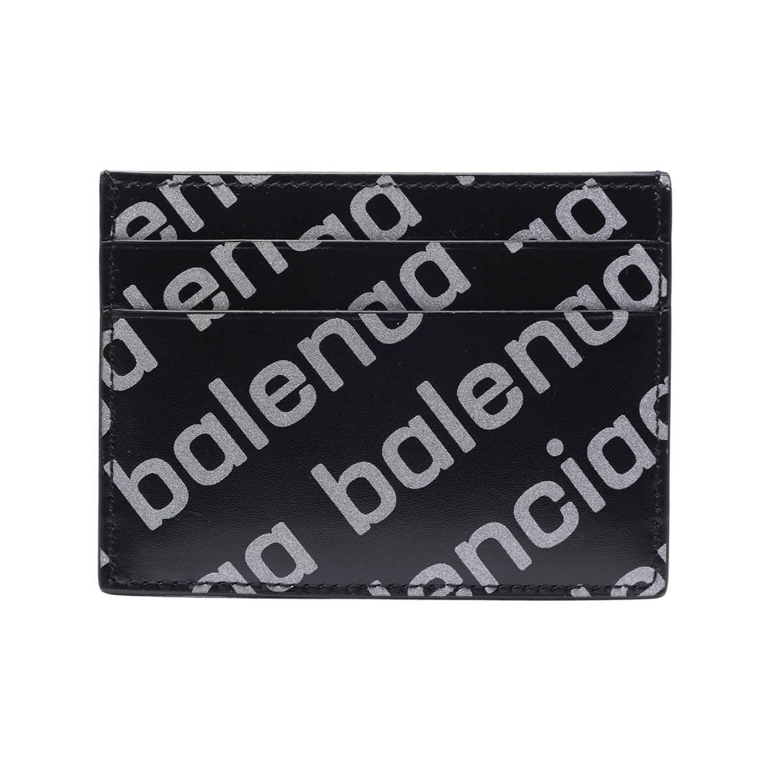 594309_23V73_1090_22S [25% 쿠폰] Balenciaga Reflective Allover Logo Print Cash Card Holder Black