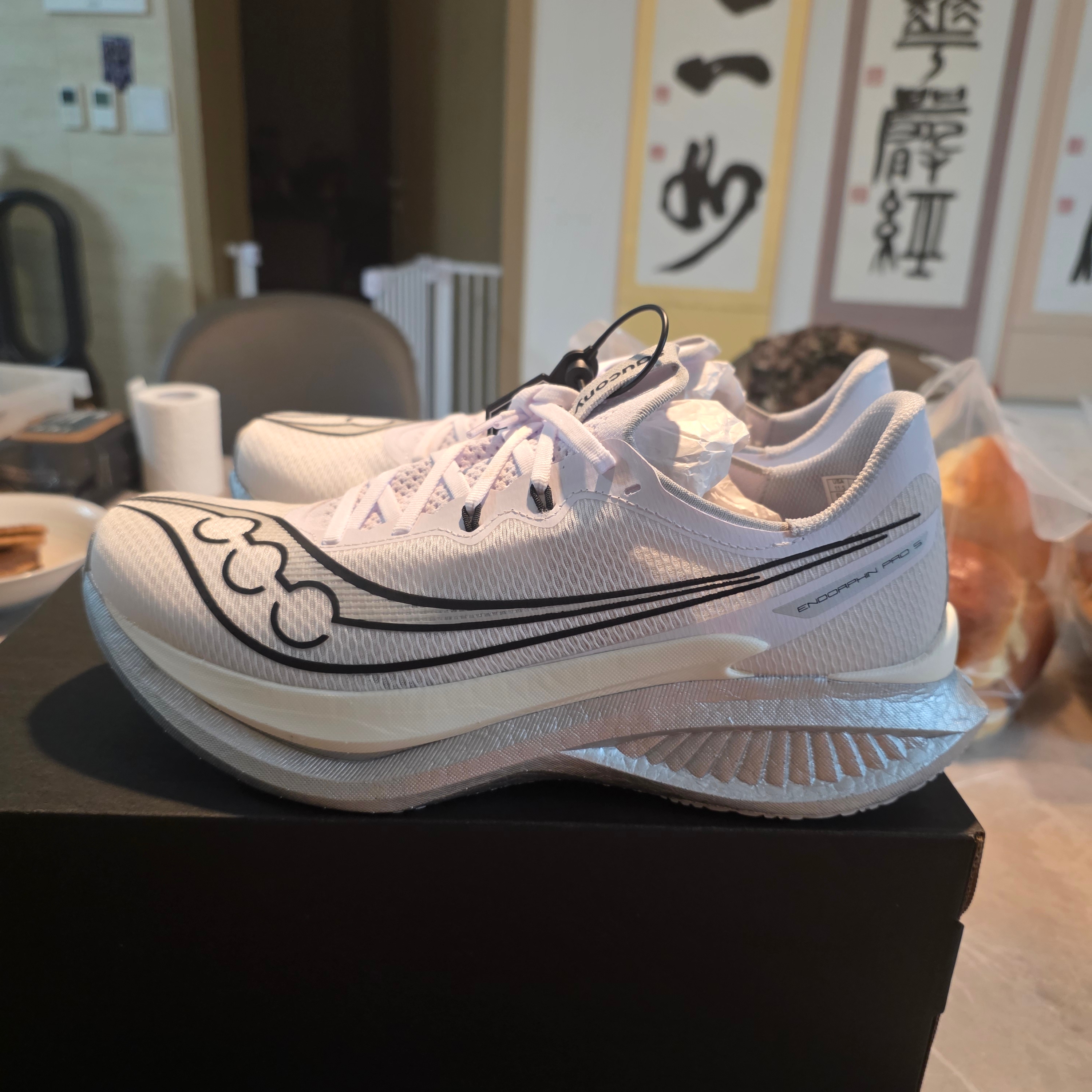 Saucony Endorphin Pro 5 White Black 착용 스타일 - 1
