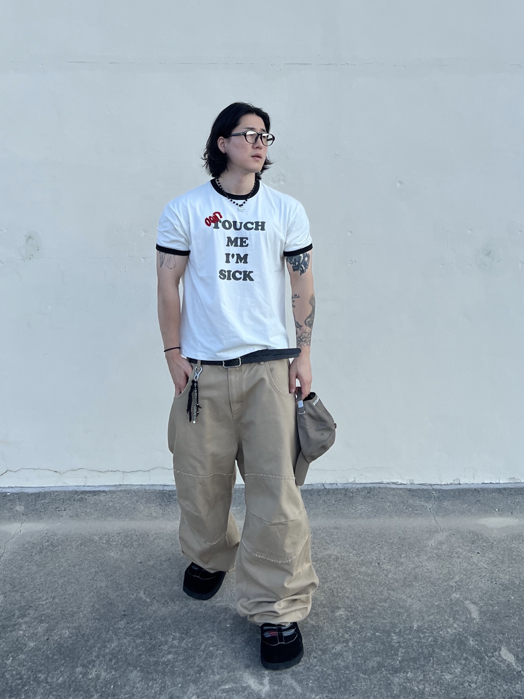 Epr. Layer Double Strap Belt, MJD Canvas 3D Knee Pants Beige 착용 스타일 - 4