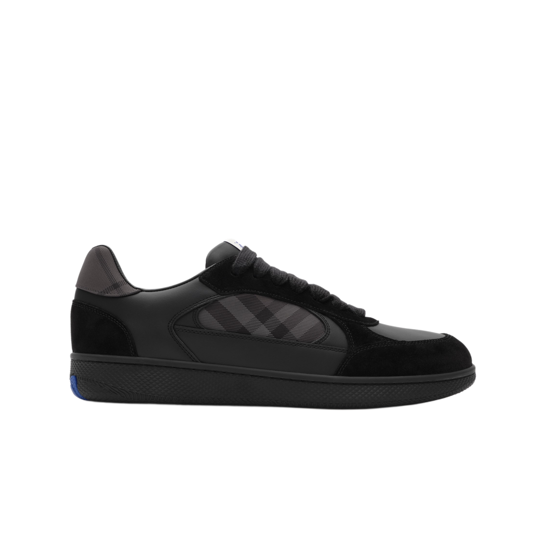 버버리 레더 스웨이드 체크 테라스 스니커즈 블랙 리드 그레이(Burberry Leather Suede Check Terrace Sneakers Black Lead Grey) - 1