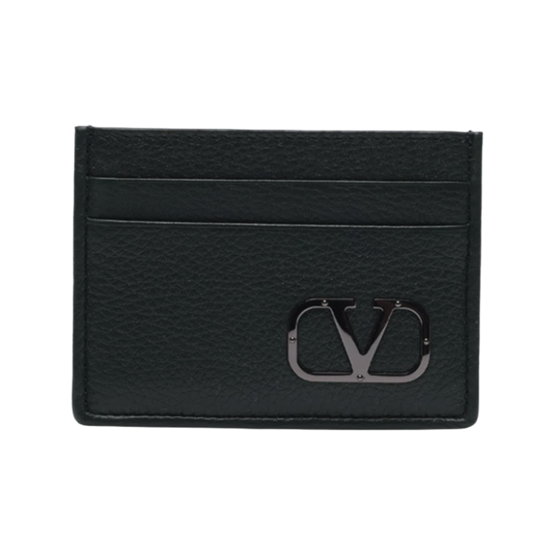 3Y2P0U45 YGP JT5 23F [25% 쿠폰] Valentino Vlogo Type Card Holder in Grainy Calfskin Dark Green