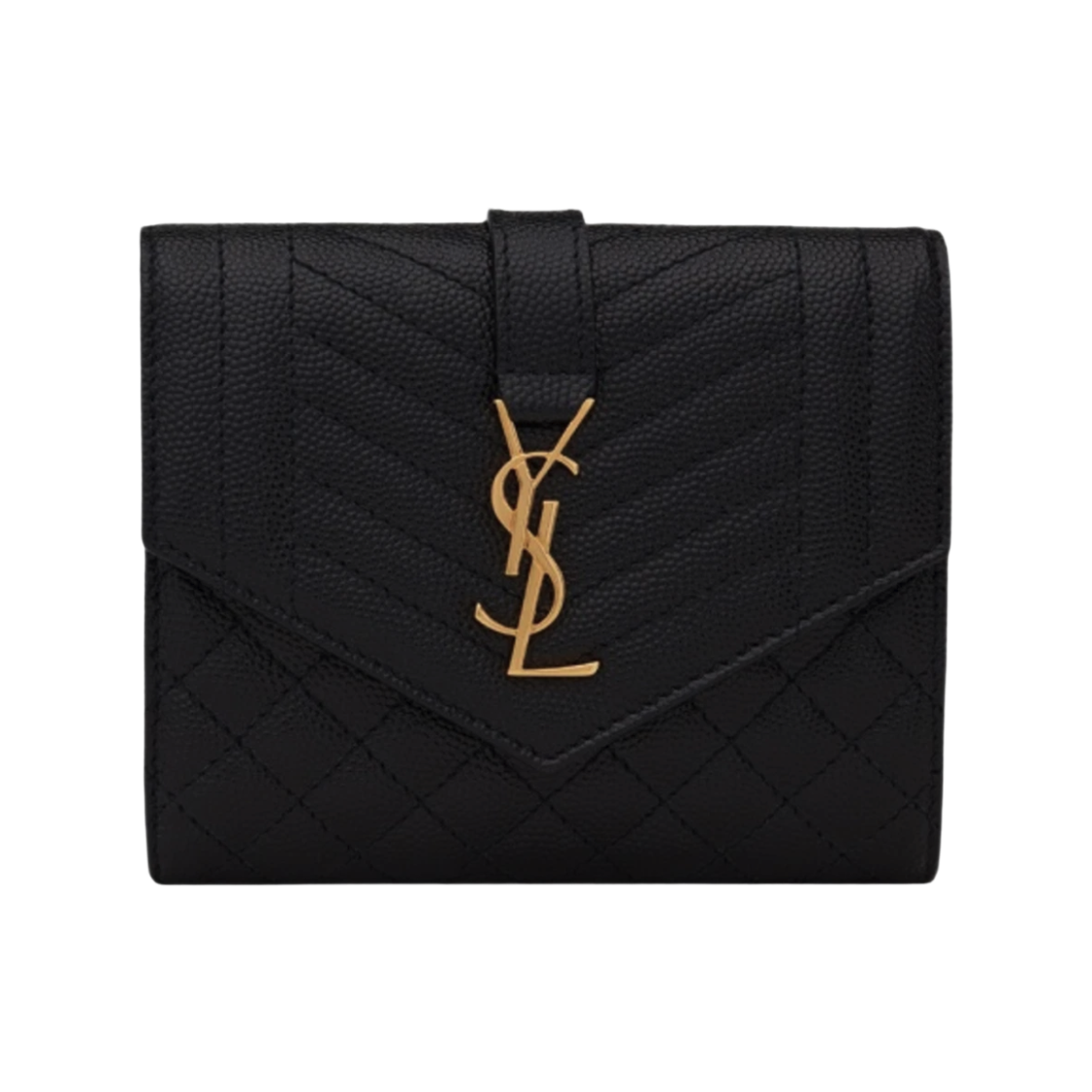 651028 BOW91 1000 25S [25% 쿠폰] Saint Laurent Envelope Compact Wallet in Mix Matelasse Grain de Poudre Embossed Leather Black