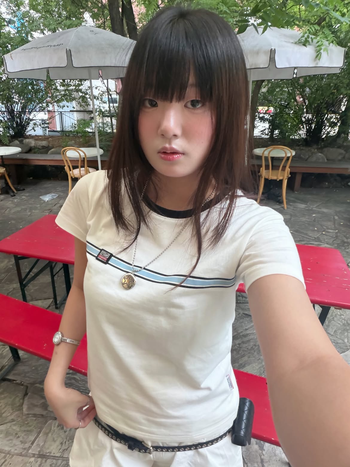 SPORT CHAMBER Women Glide Short-Sleeve T-Shirt White 착용 스타일 - 4