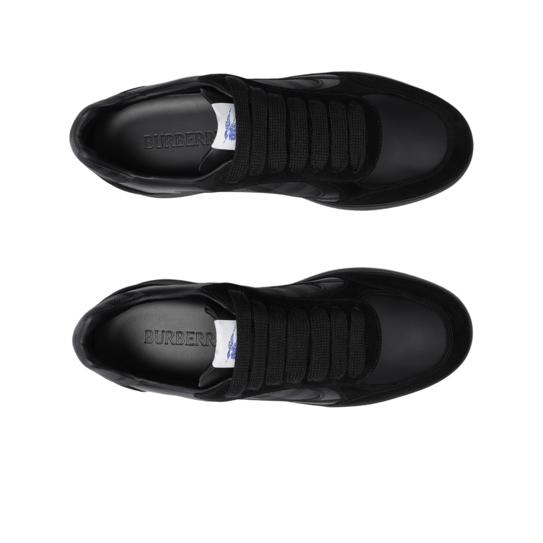버버리 레더 스웨이드 체크 테라스 스니커즈 블랙 리드 그레이(Burberry Leather Suede Check Terrace Sneakers Black Lead Grey) - 2