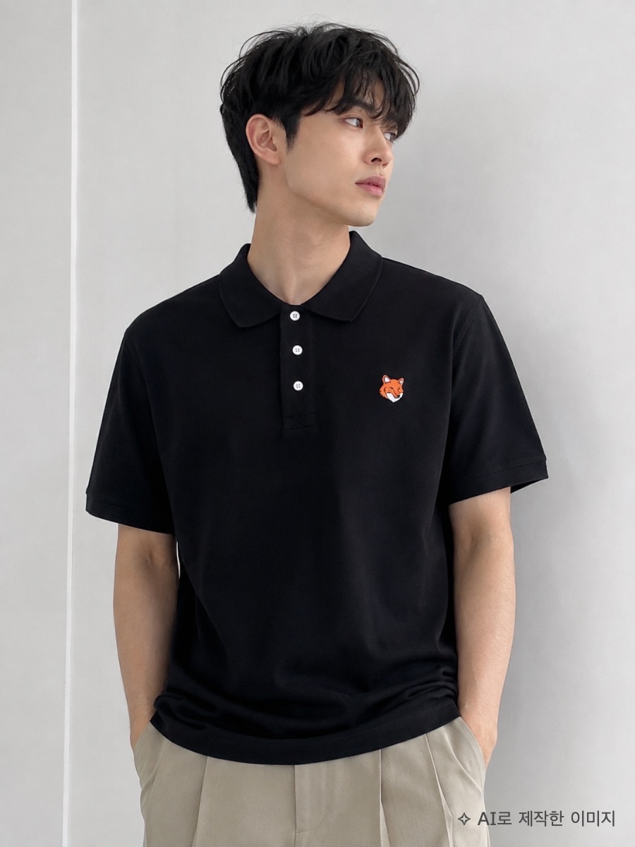 [25% 쿠폰] Maison Kitsune Fox Head Regular Polo Black, Maison Kitsune Fox Head Regular Polo Black 착용 스타일