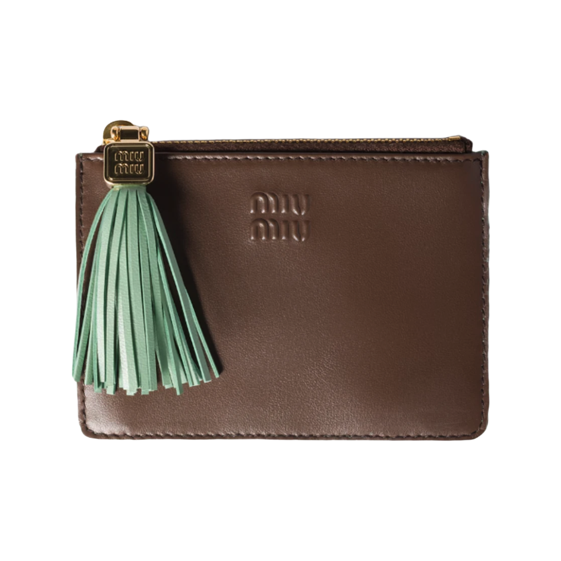 5MC093 2IDW F0BKH 26S [25% 쿠폰] Miu Miu Leather Card Holder Burnt Aquamarine