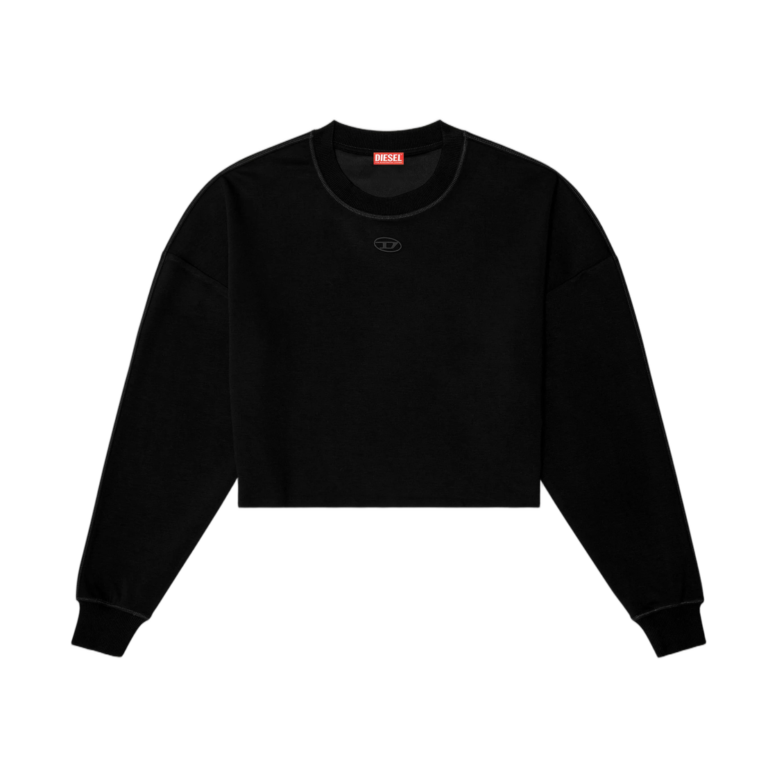 A223070TJBU-9XX (W) Diesel Crop Top In Light Stretch Scuba Black