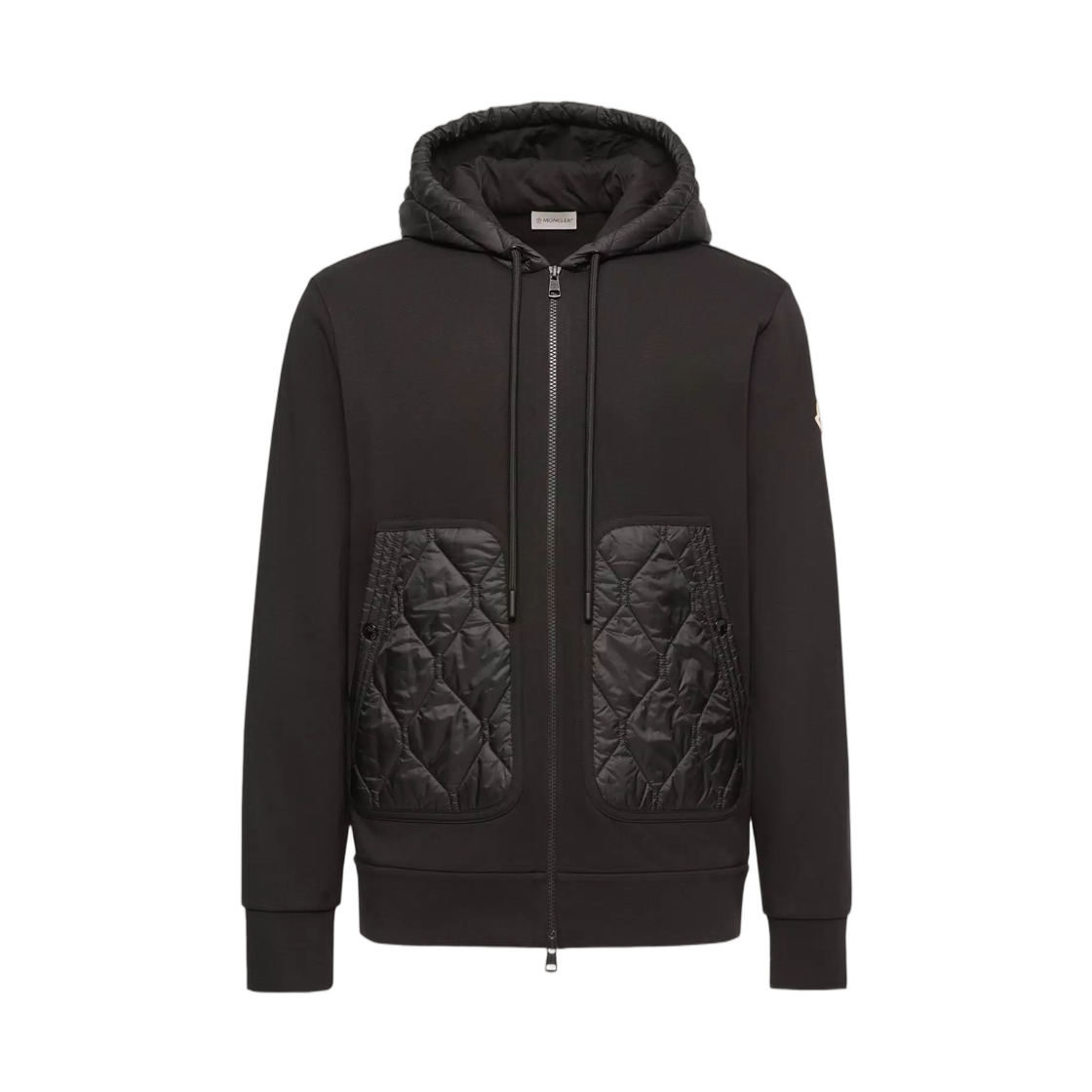 L2-091-8G00043-89B3P-999 Moncler Diamond Quilted Cotton Blend Zip Up Hoodie Black - 26FW