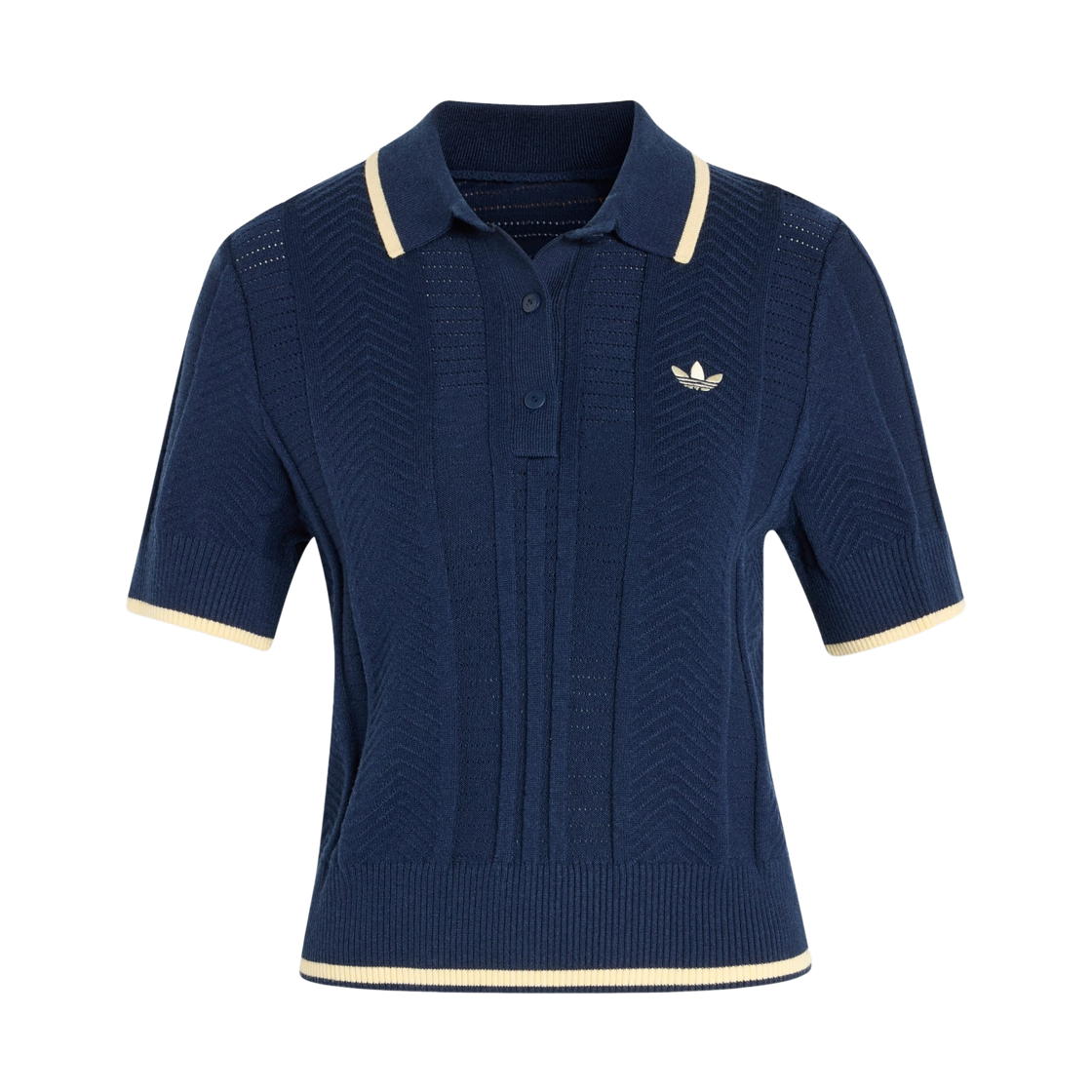 KR7059 (W) Adidas Cable Knit Cali T-Shirt Polo Night Indigo - KR Sizing