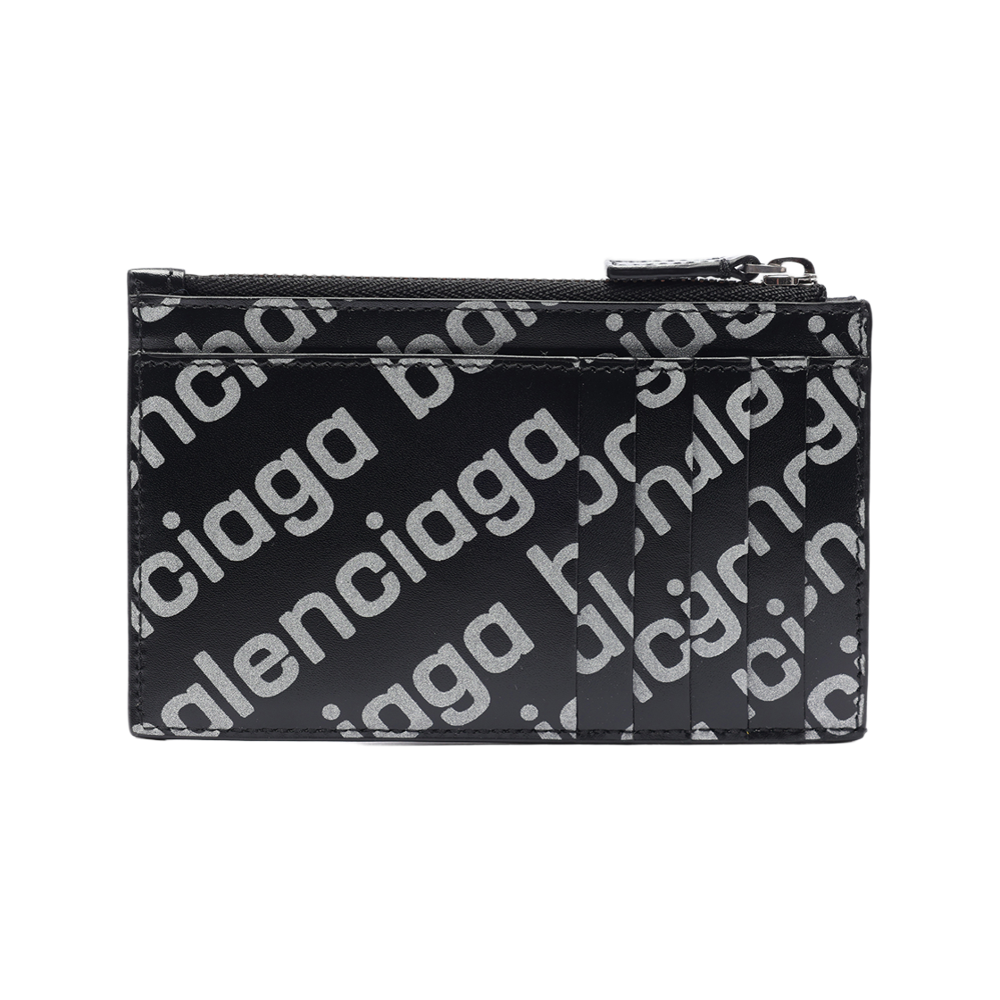 640535_23V73_1090_22S [25% 쿠폰] Balenciaga Reflective Allover Logo Printed Large Cash Large Long Coin and Card Holder Black