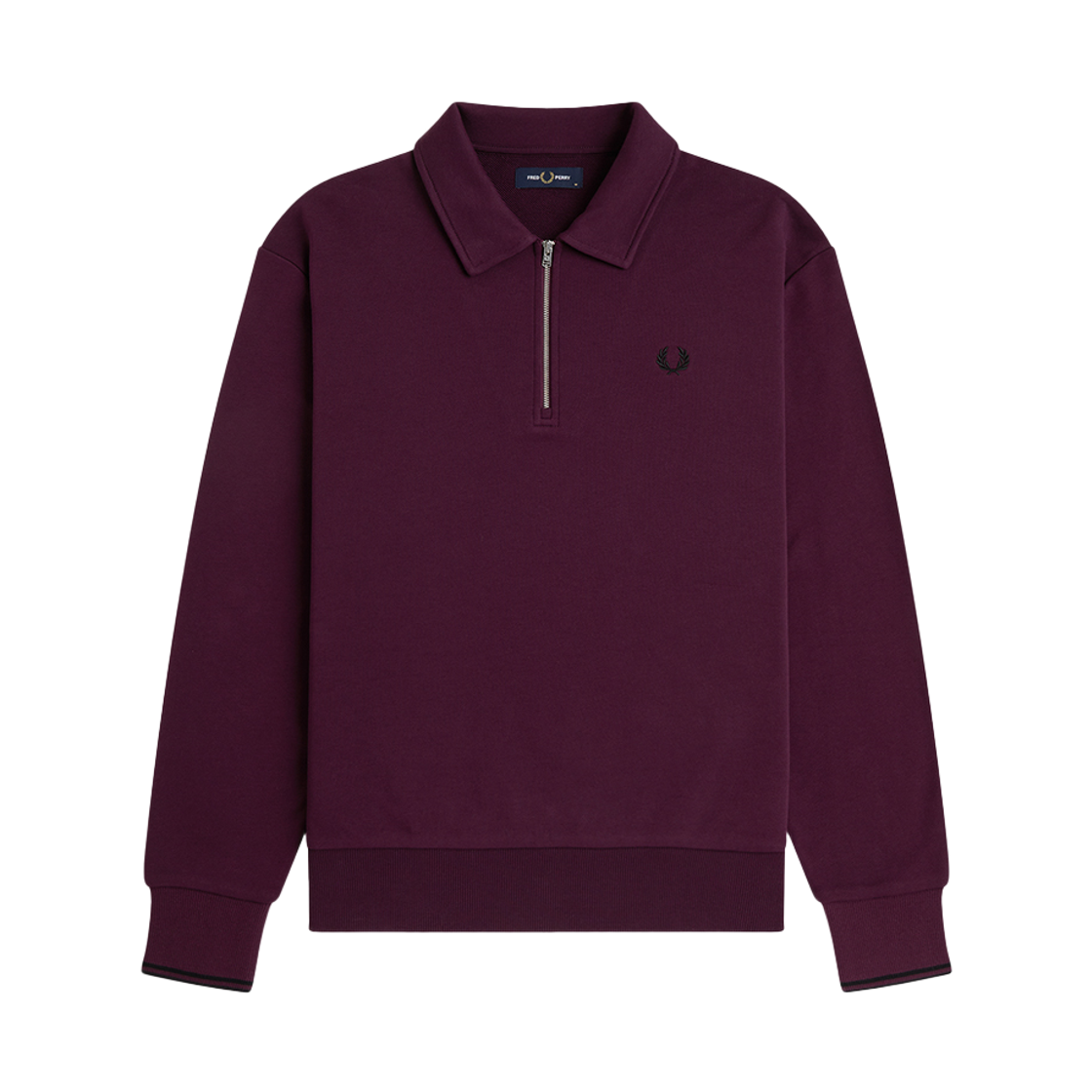 [KREAM 단독] 프레드페리 릴렉스드 하프 집 칼라 스웻셔츠 플럼([KREAM 단독] Fred Perry Relaxed Half Zip Collared Sweatshirt Plum)