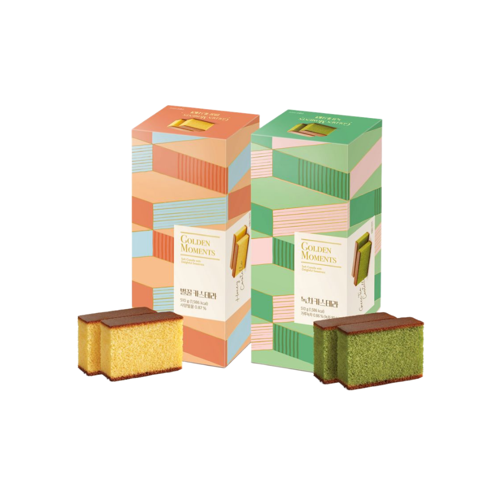 삼립 골든모먼츠 카스테라 2박스 +쇼핑백 (벌꿀/녹차)(Samlip Golden Moments Castella 2 boxes +shopping bag (honey / green tea))